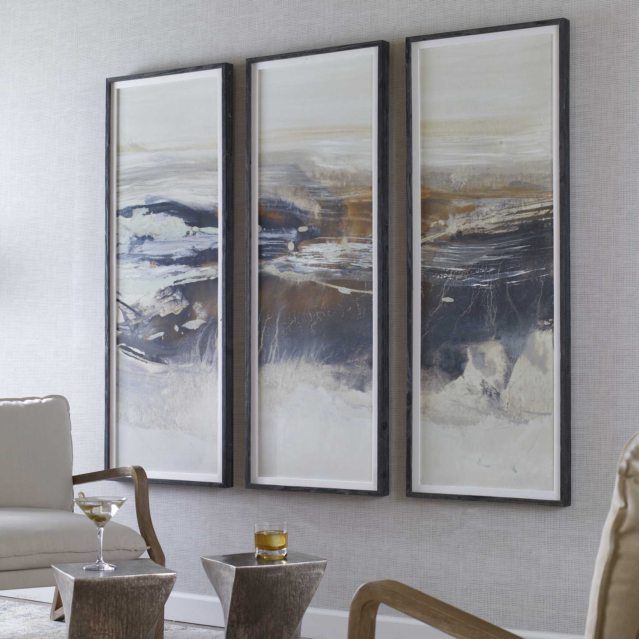 Graphite Horizon Framed Prints - Set of 3 - Image 3