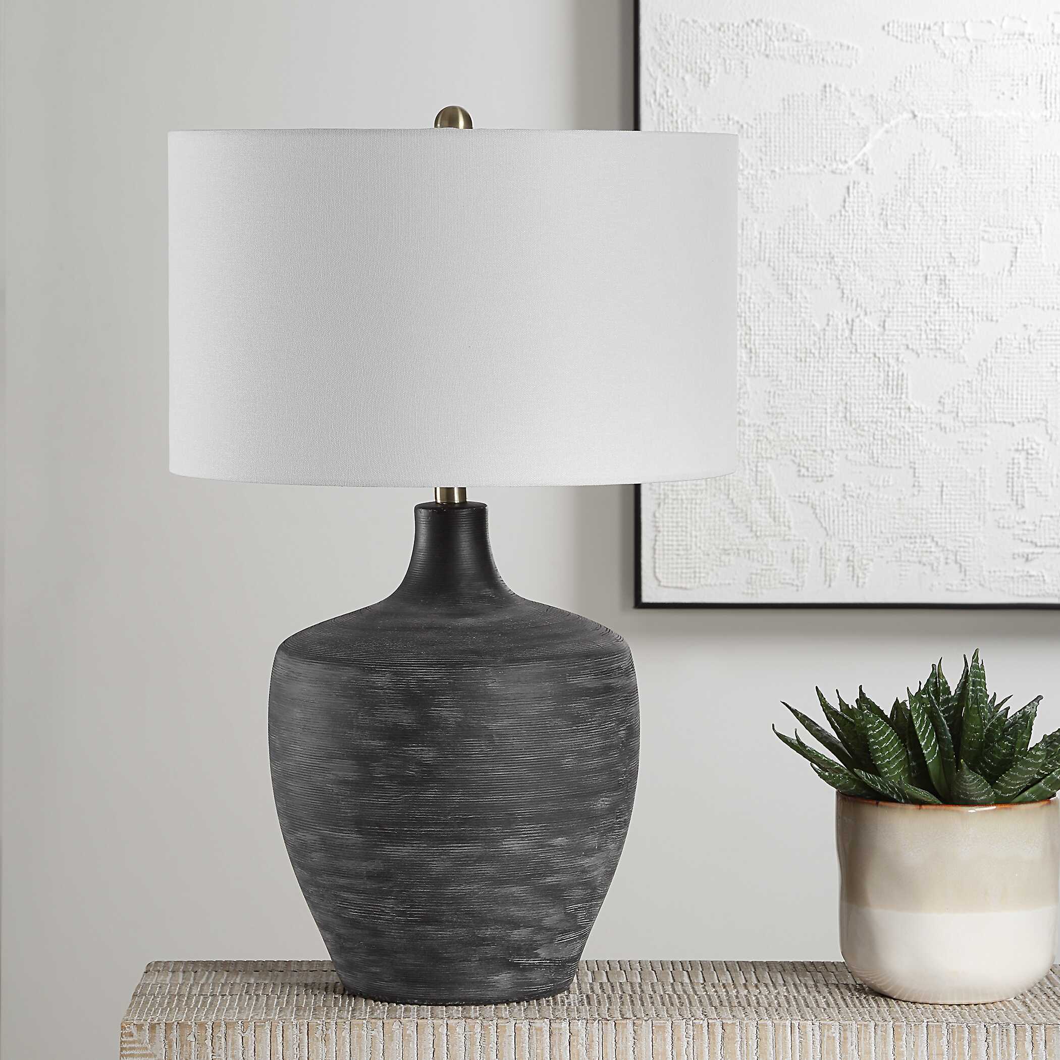 Graphite Ribbed Table Lamp - Image 3
