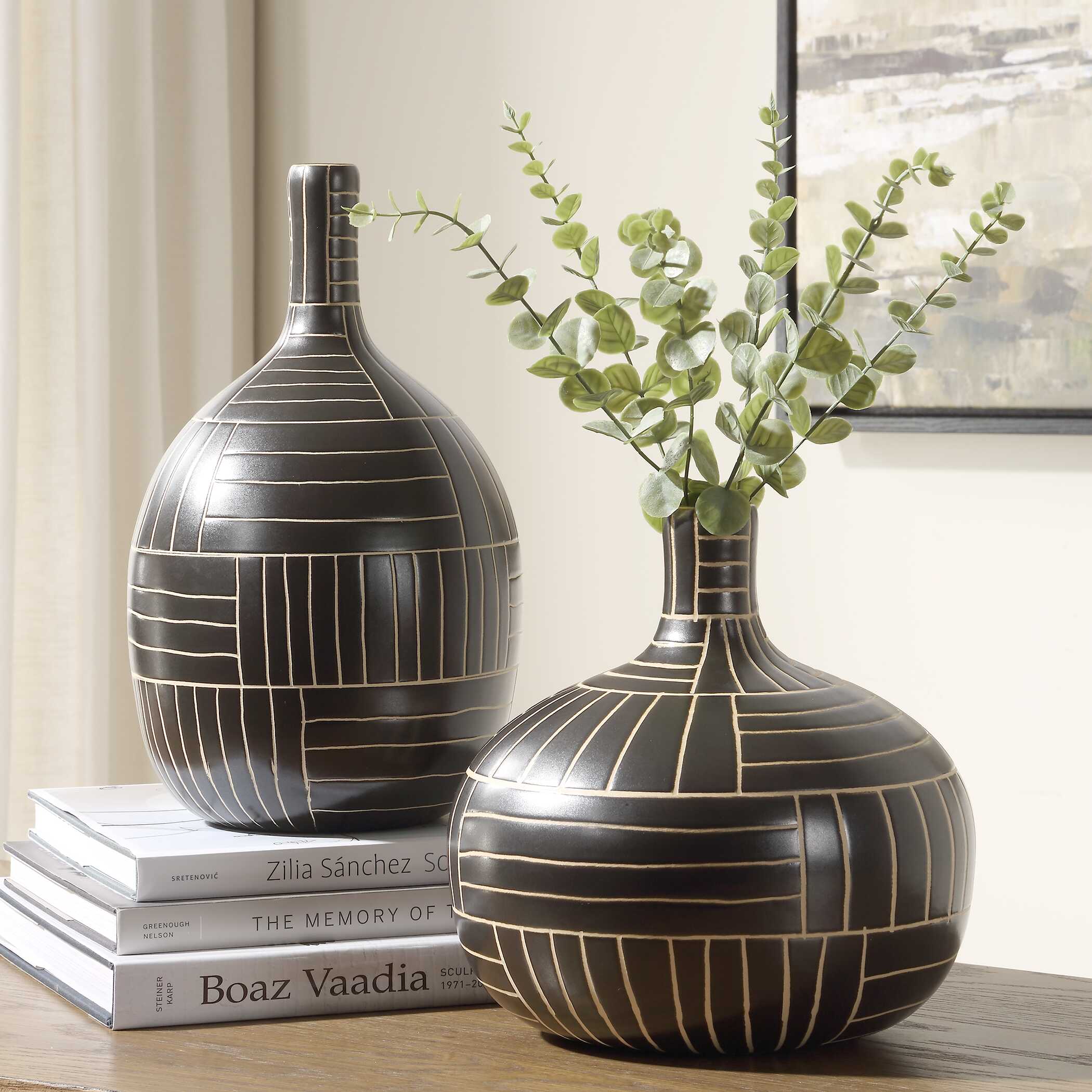 Graphite Stride Geometric Vases - Set of 2 - Image 2