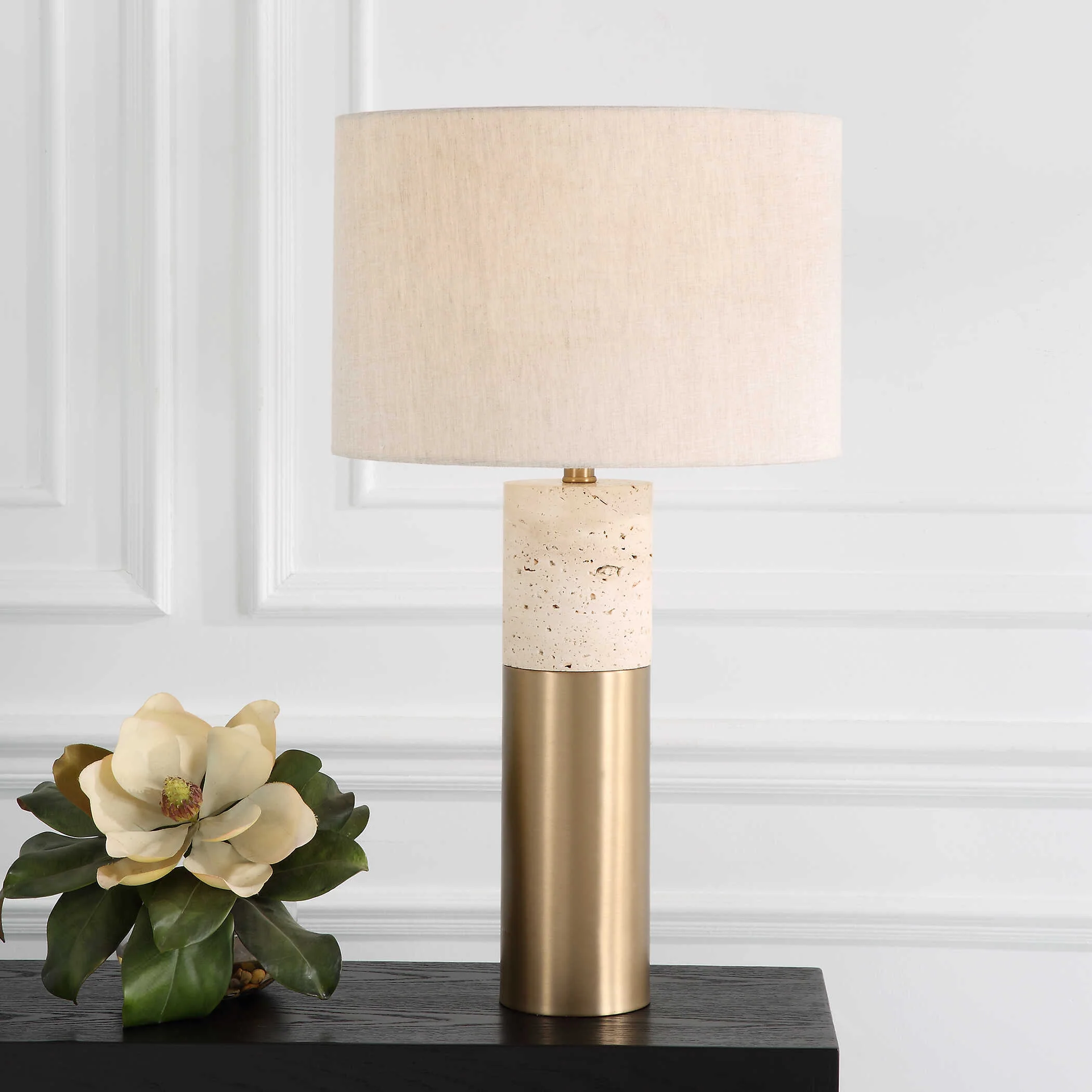 Gravitas Elegant Brass & Stone Lamp - Image 2