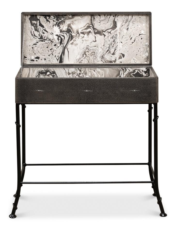 Leather Shagreen Box On Stand - Image 4