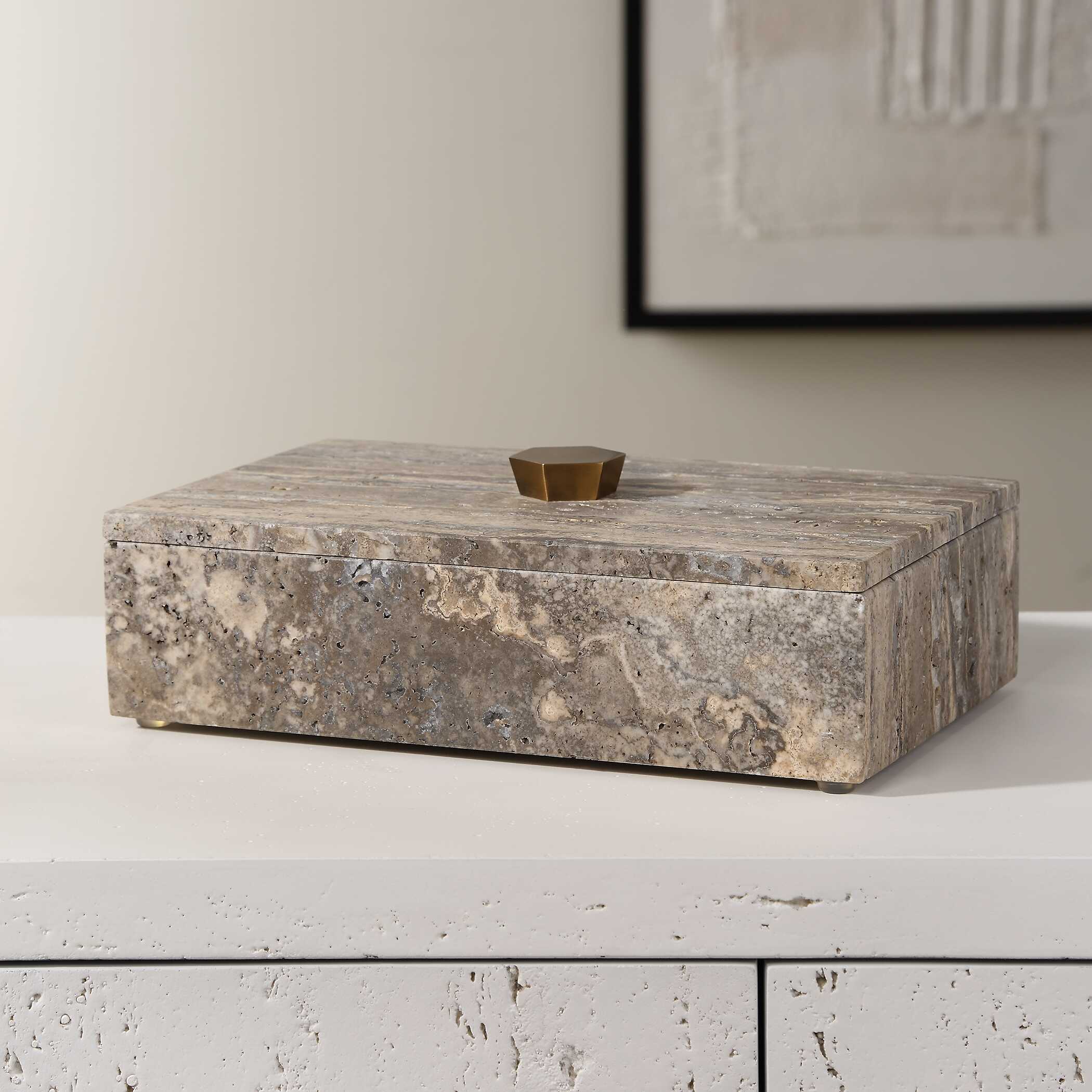 Griseus Travertine Stone Box - Image 3