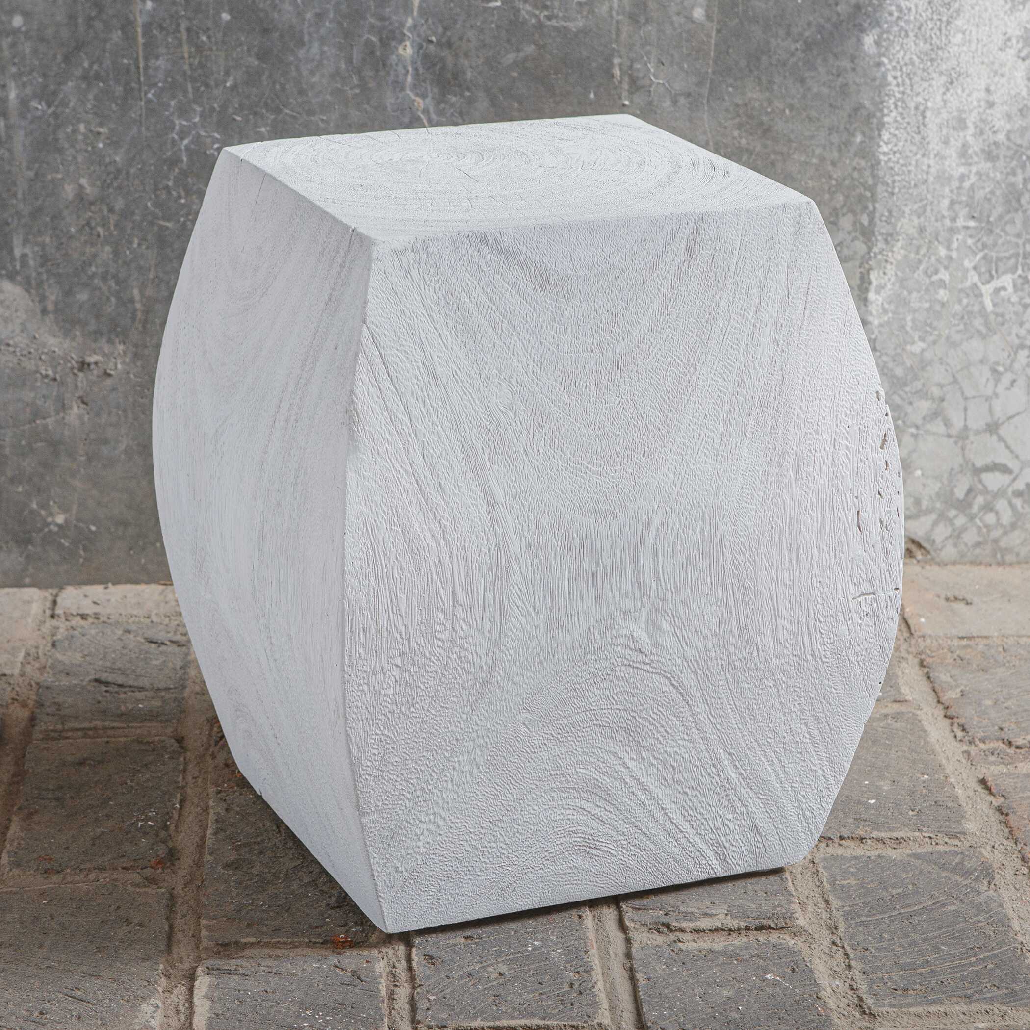 Grove Ivory Wooden Accent Stool - Image 3
