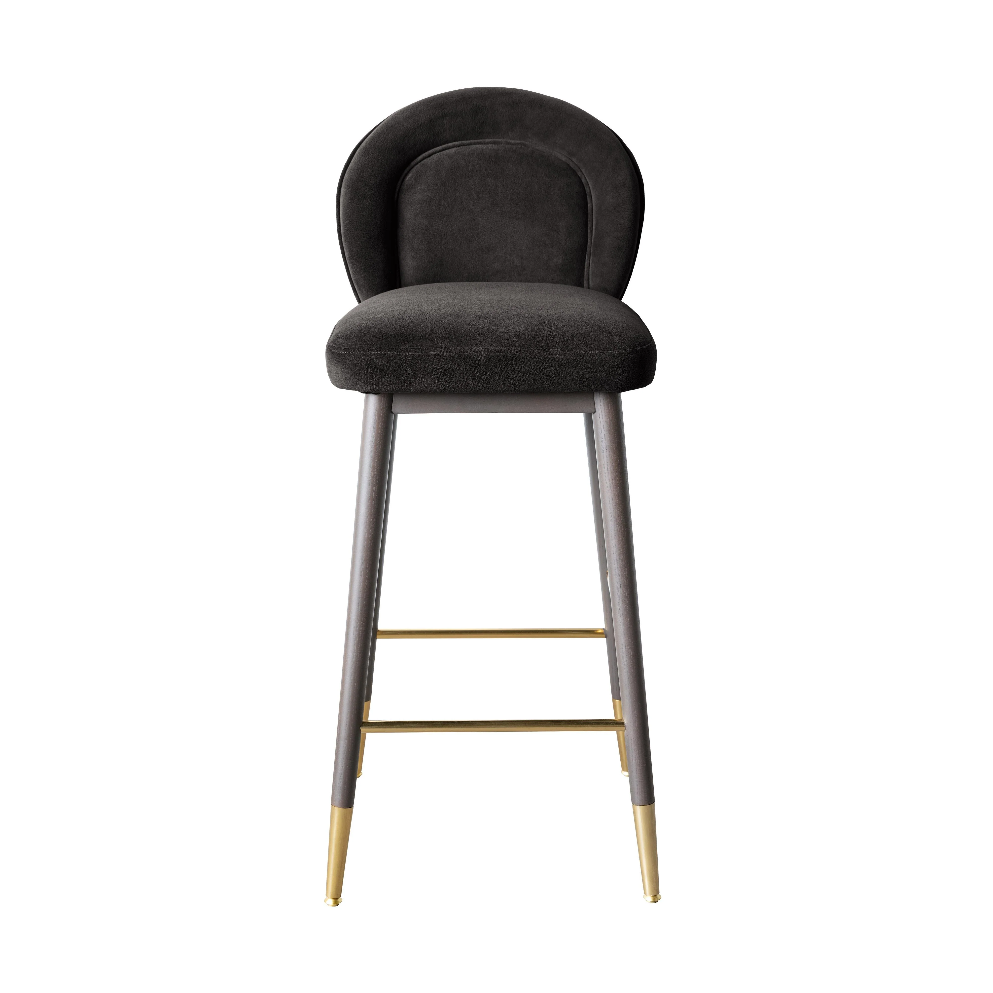 Hailey Charcoal Grey Velvet Barstool - Image 3