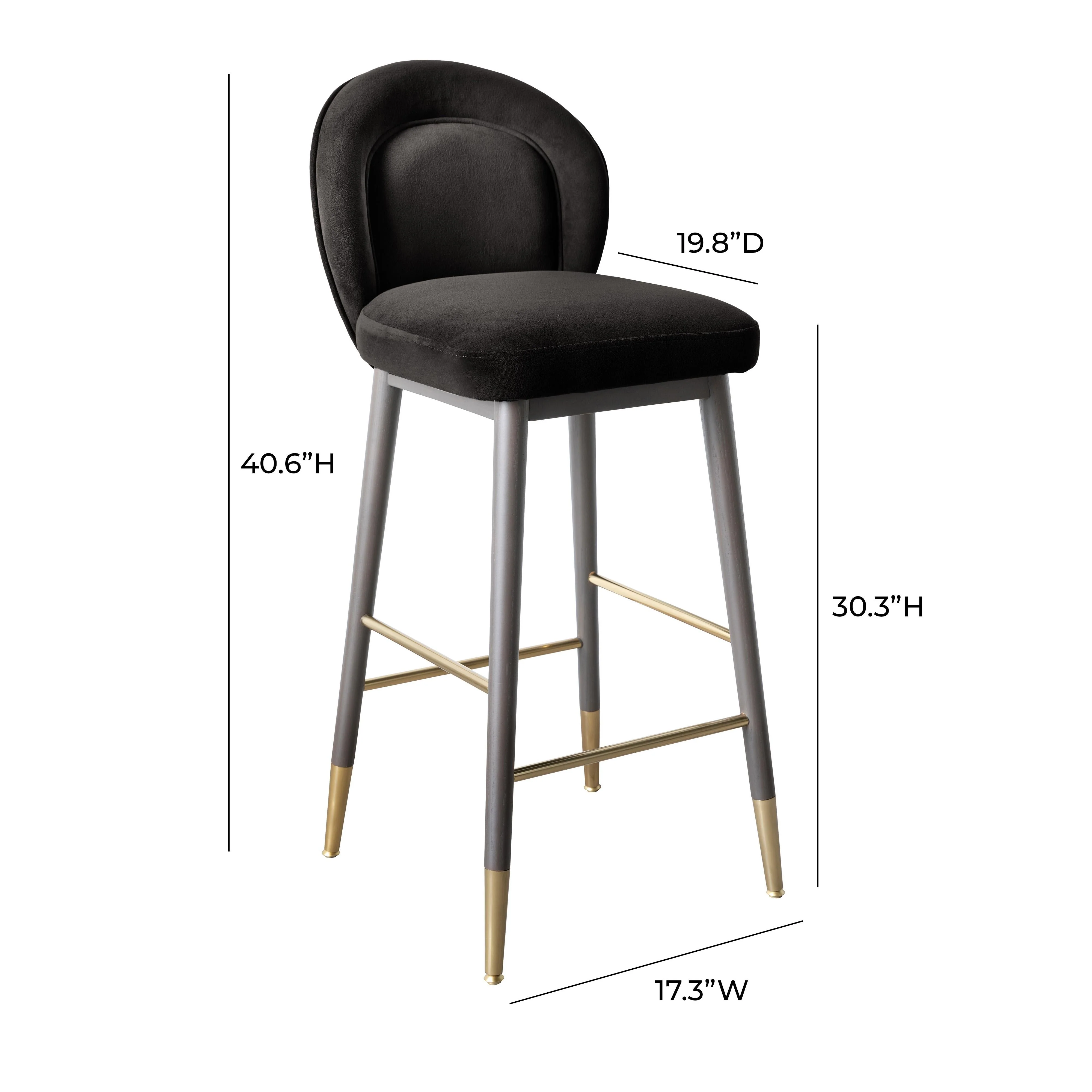 Hailey Charcoal Grey Velvet Barstool - Image 6