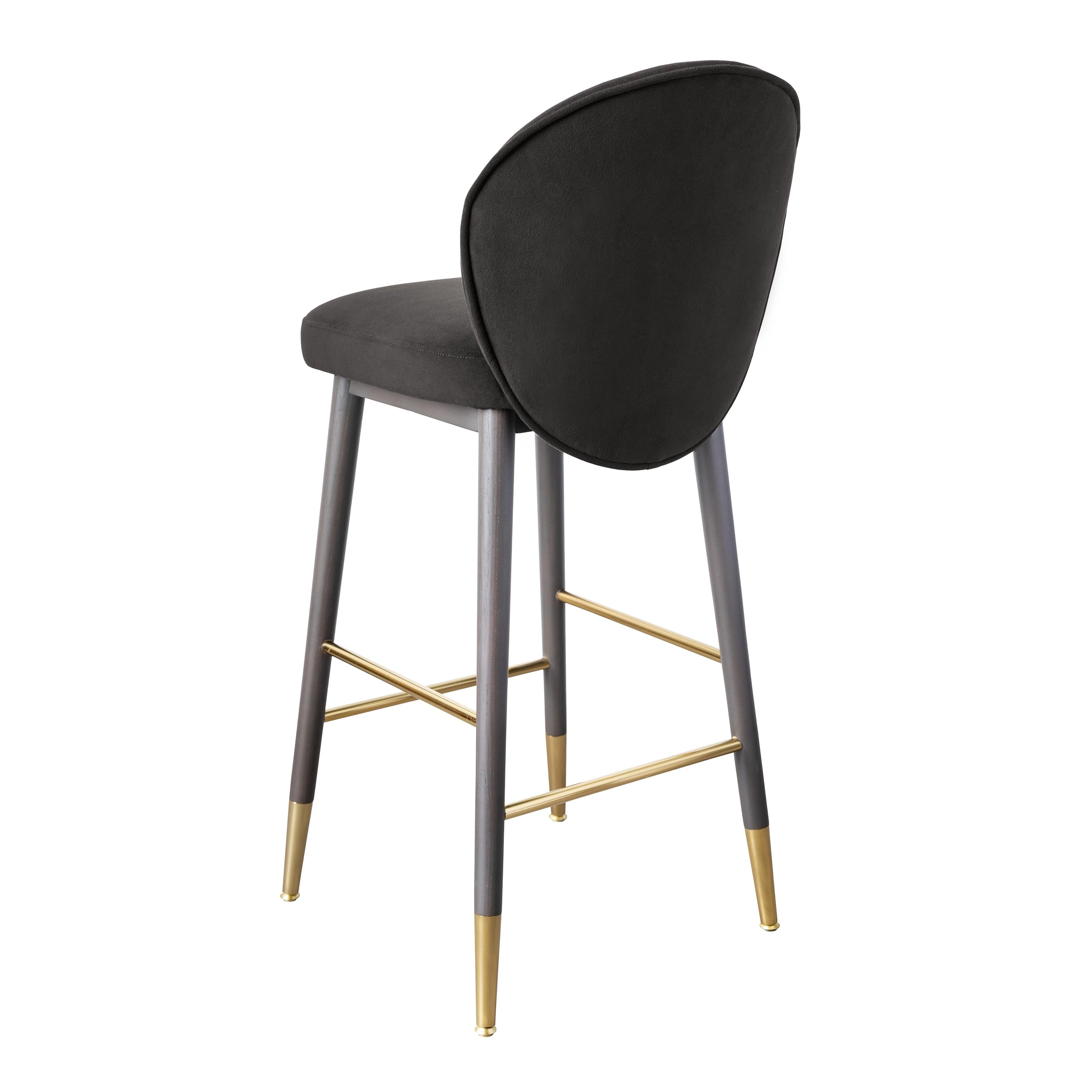 Hailey Charcoal Grey Velvet Counter Stool - Image 4