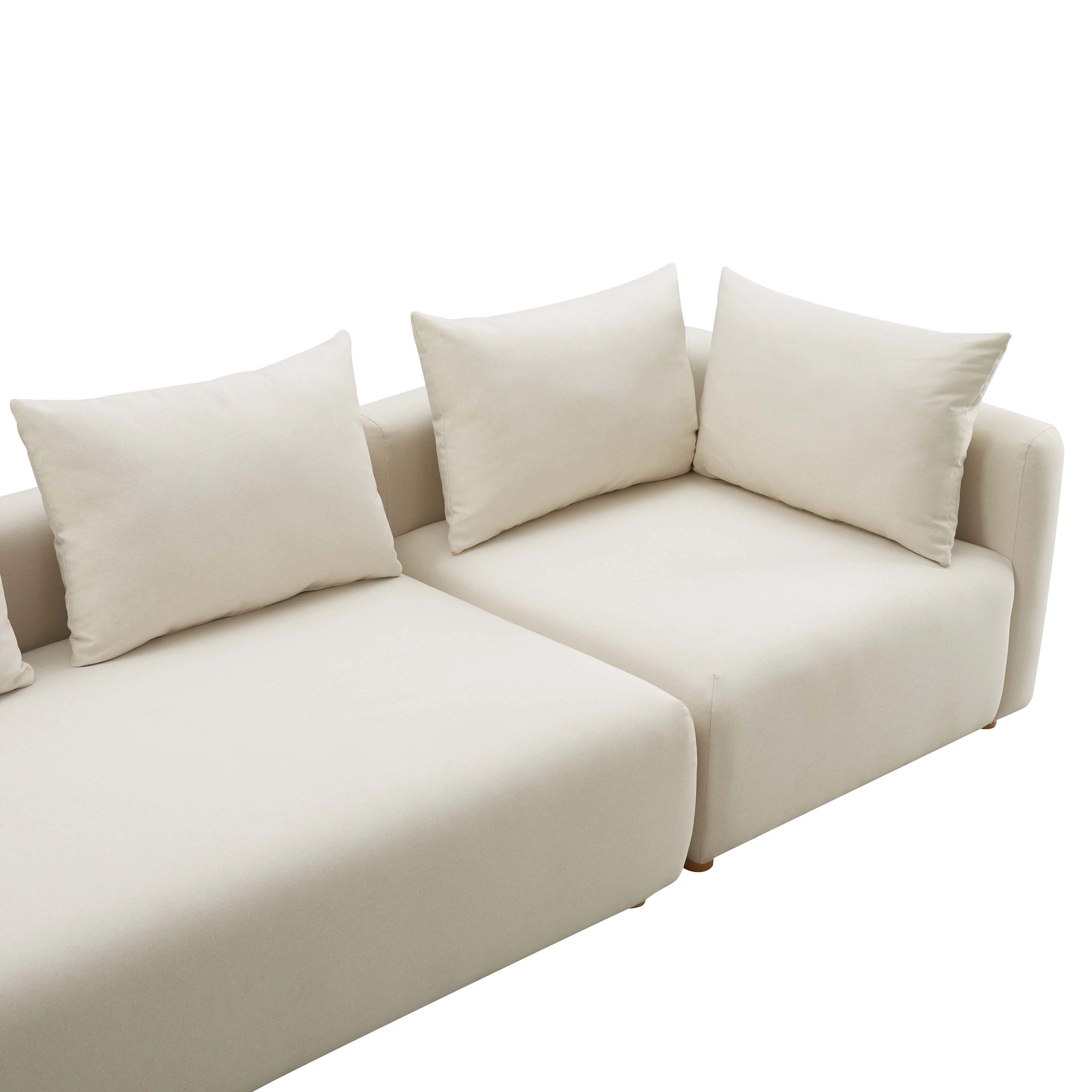 Hangover Cream Linen 145" Long Sofa - Image 3
