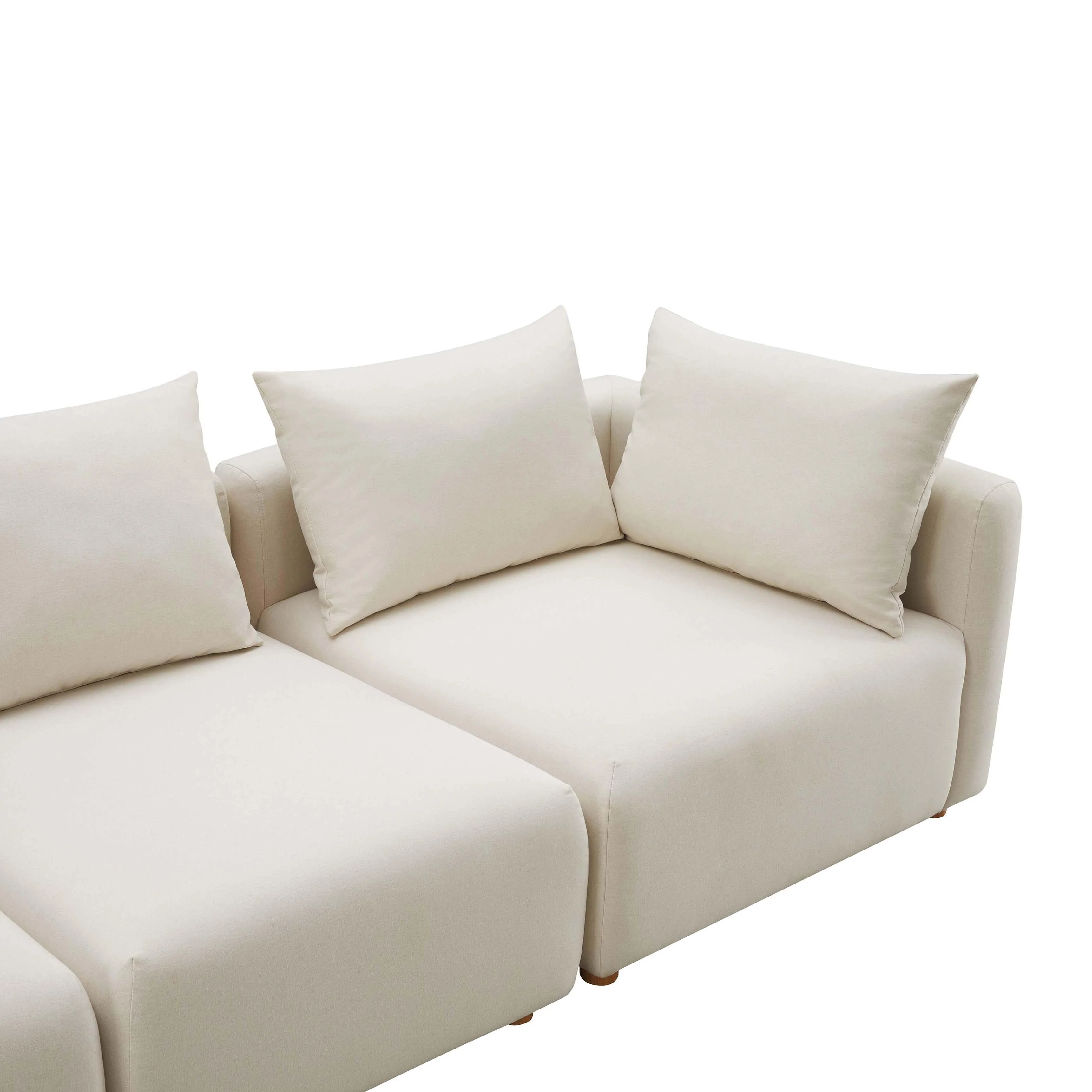Hangover Cream Linen 4-Piece Modular Sectional - Image 4