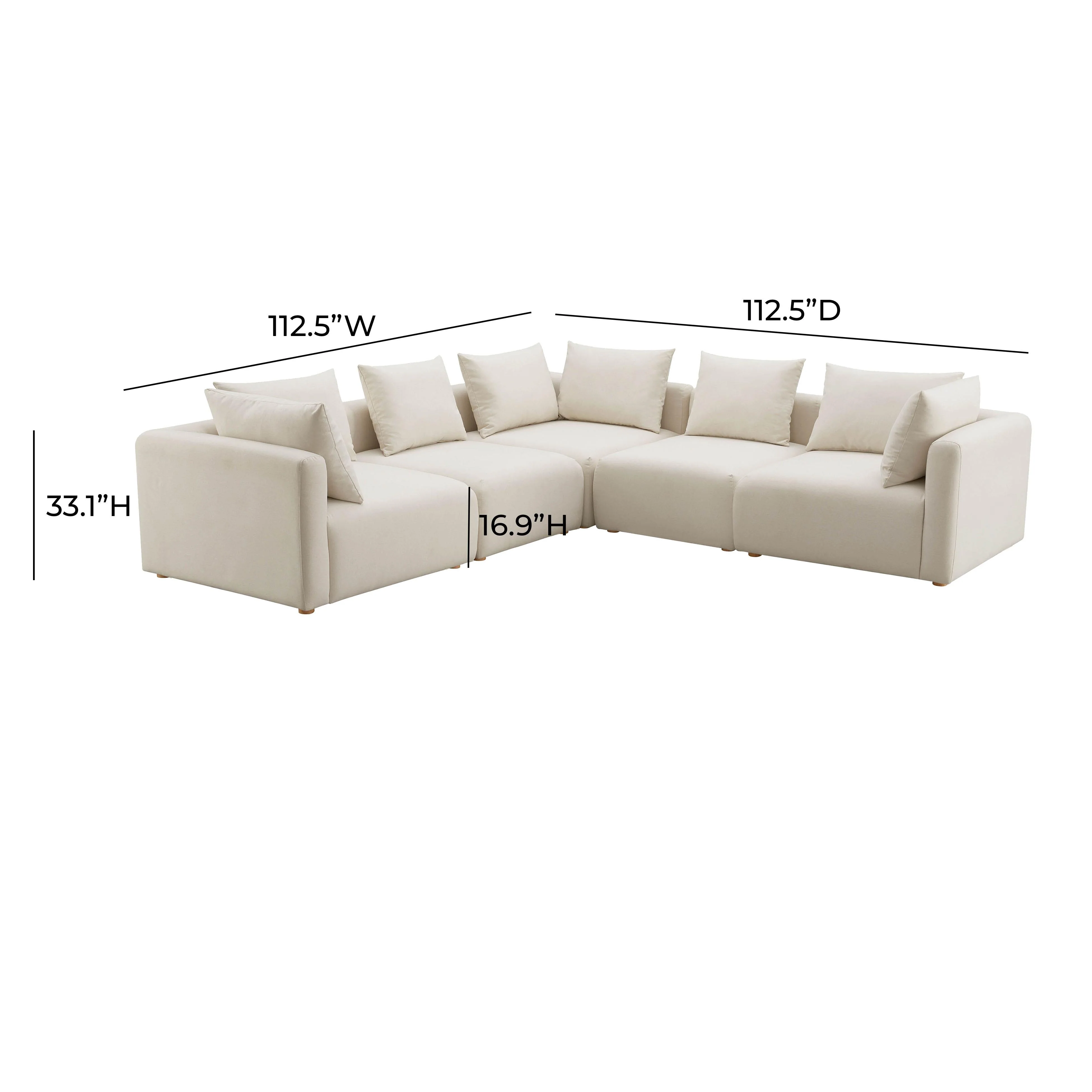 Hangover Cream Linen 5-Piece Modular L-Sectional - Image 4