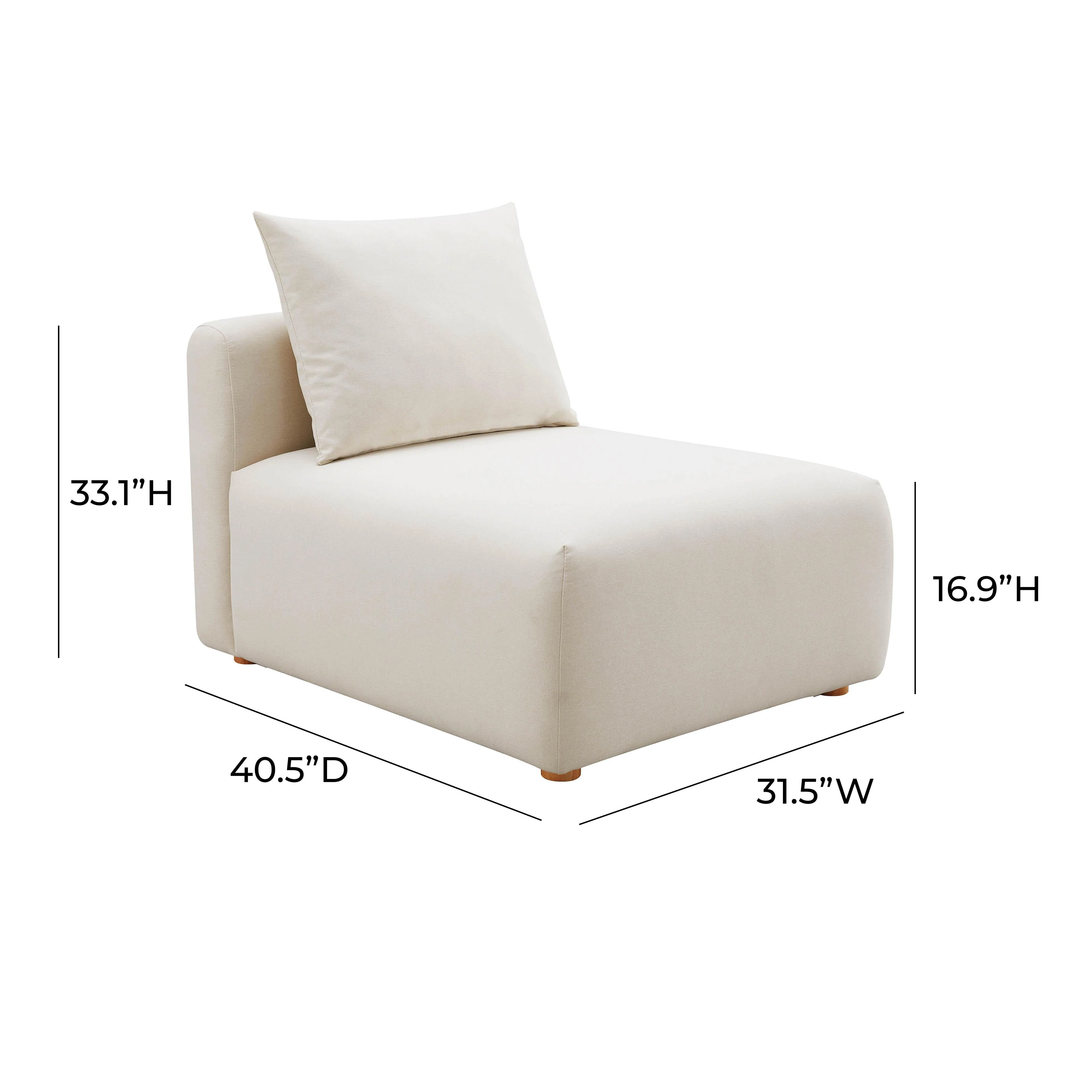 Hangover Cream Linen Modular Armless Chair - Image 5