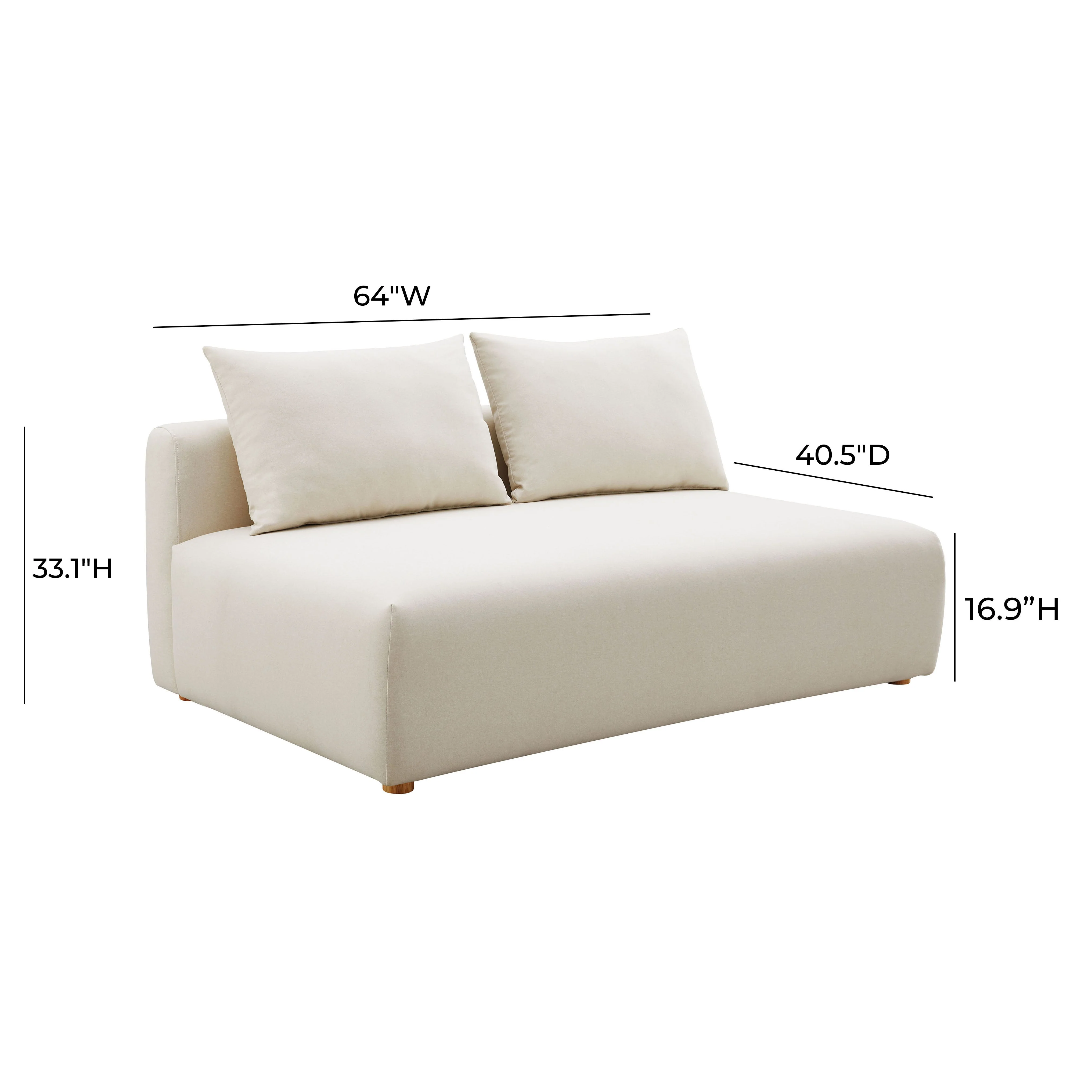 Hangover Cream Linen Modular Loveseat - Image 5