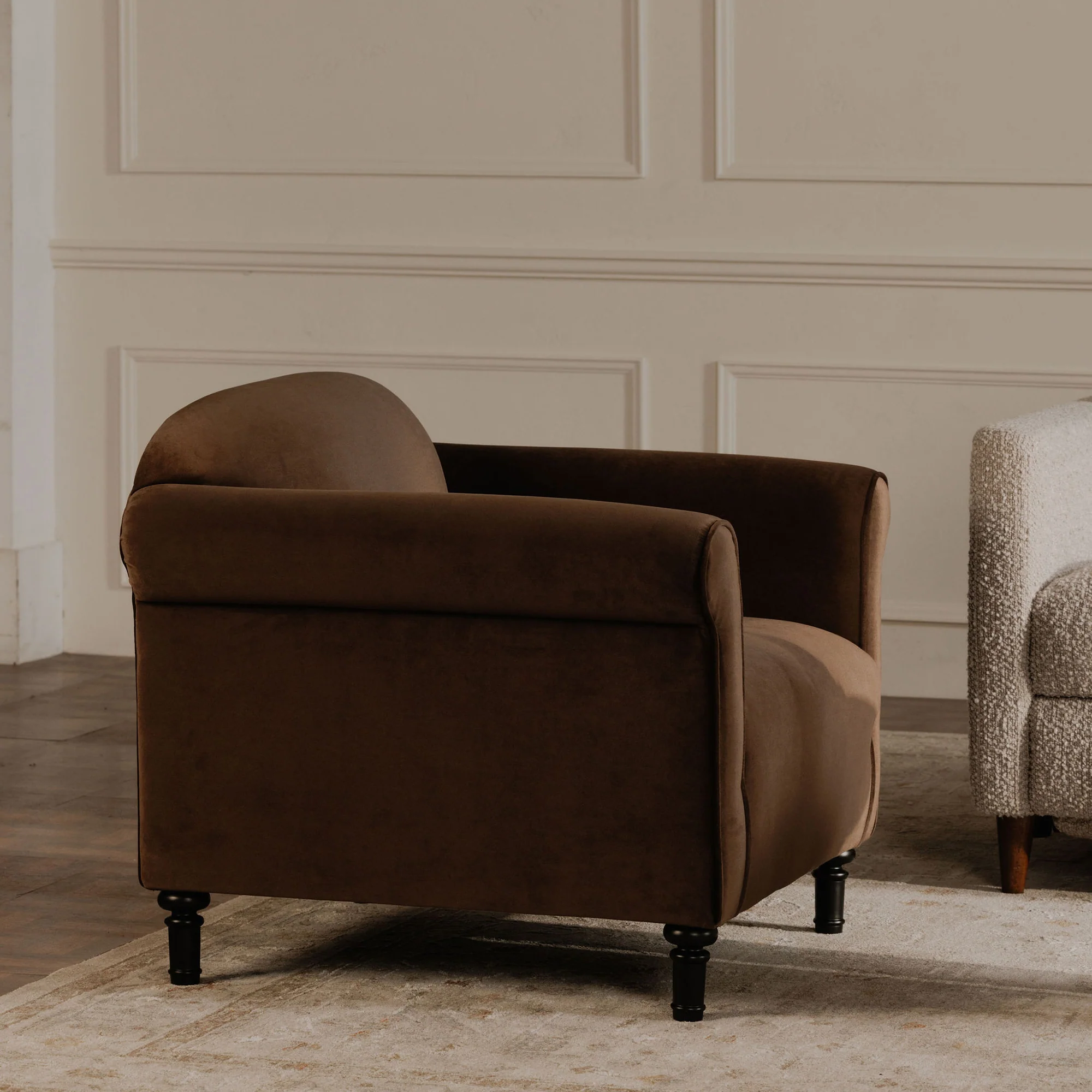 Harmony Accent Chair Dark Brown Faux Mohair - Image 2