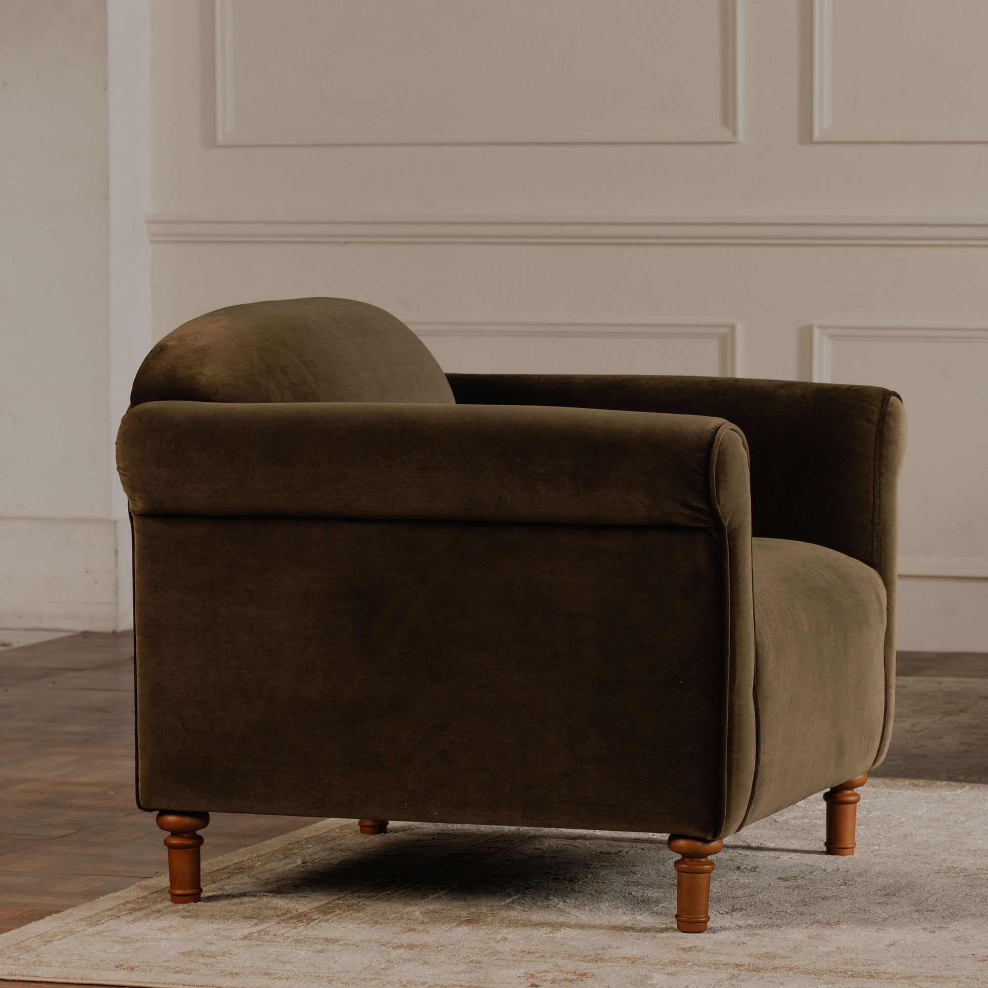Harmony Accent Chair Dark Green Faux Mohair - Image 2