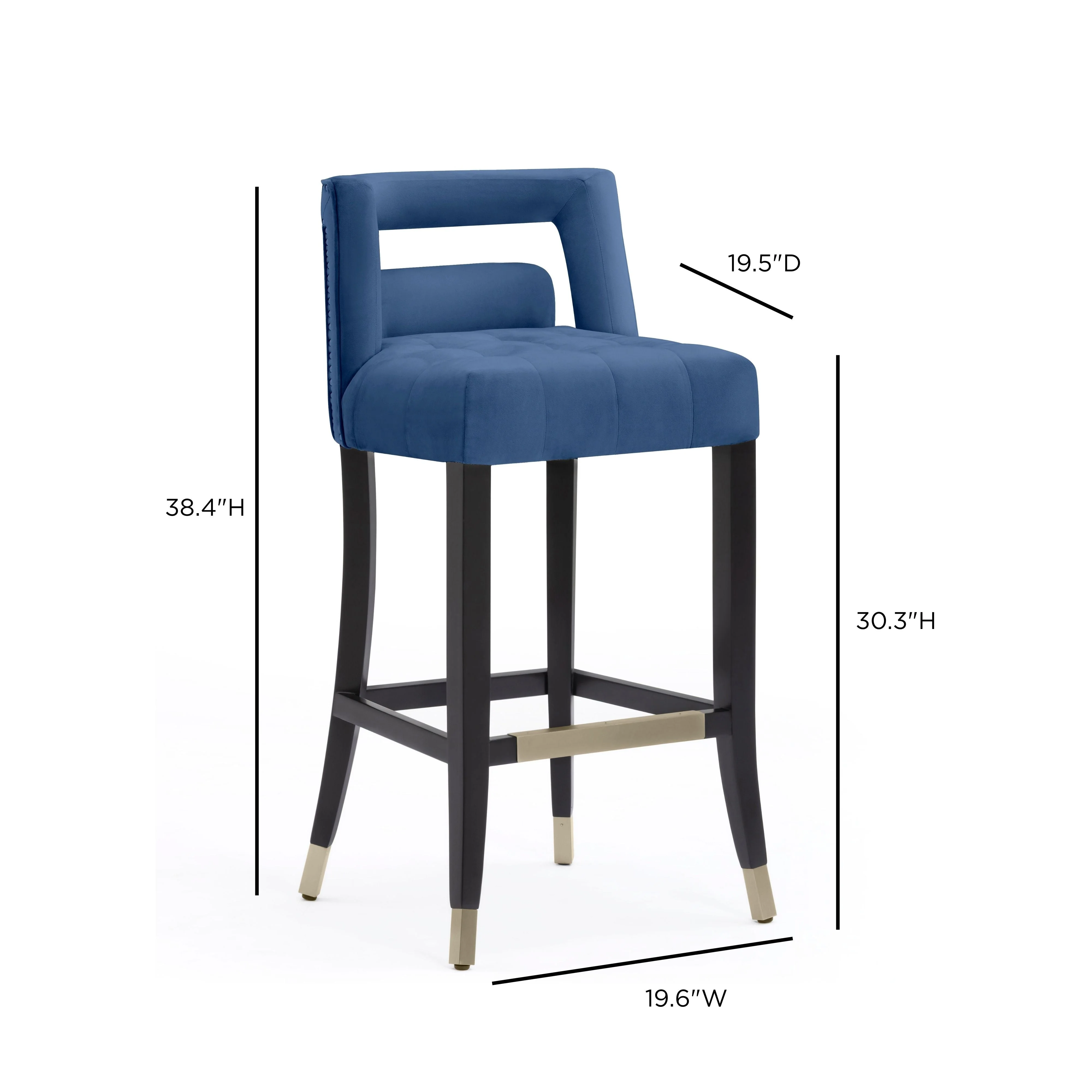 Hart Navy Velvet Bar Stool - Image 6