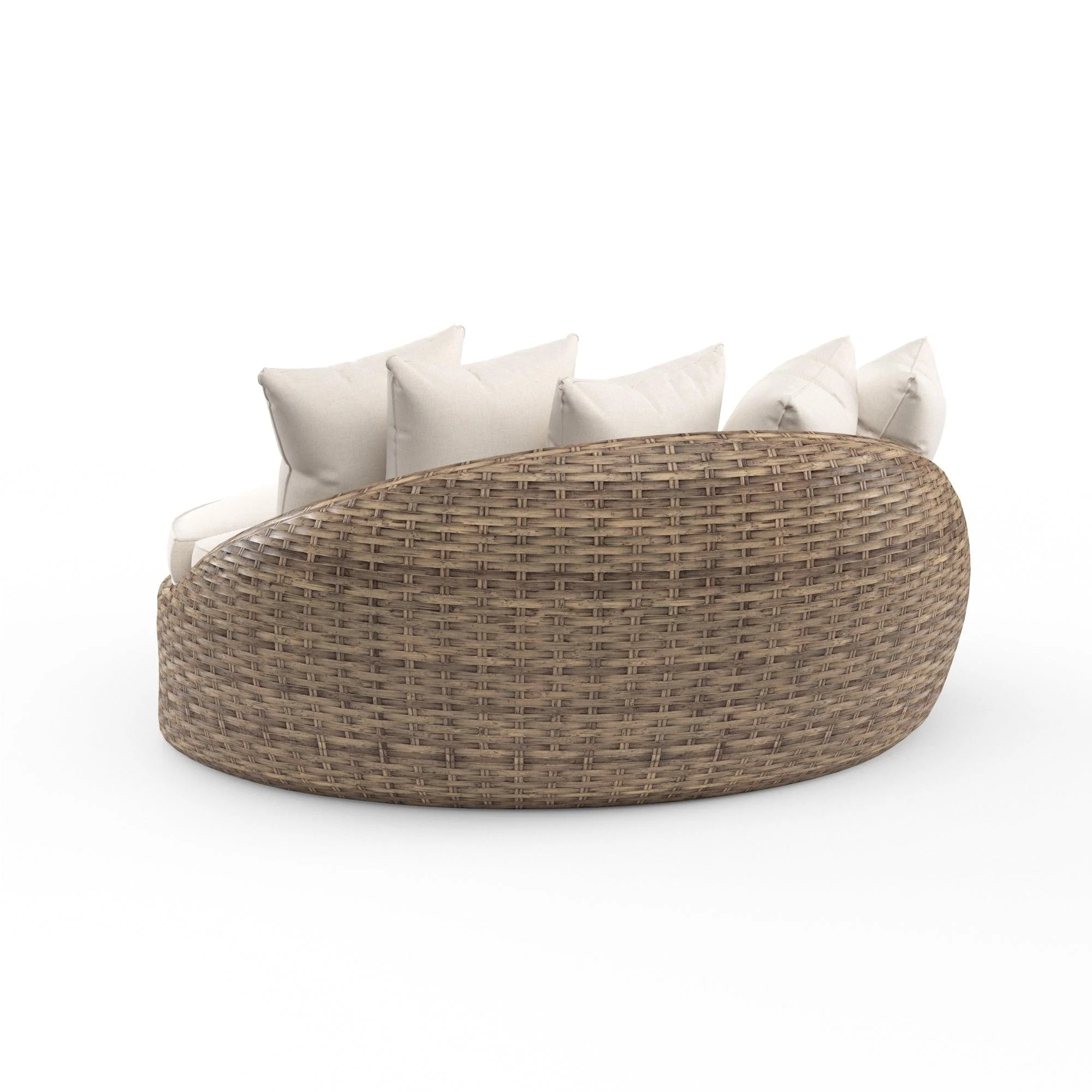 Havana Round Daybed in Canvas Flax w/ Self Welt - Image 3