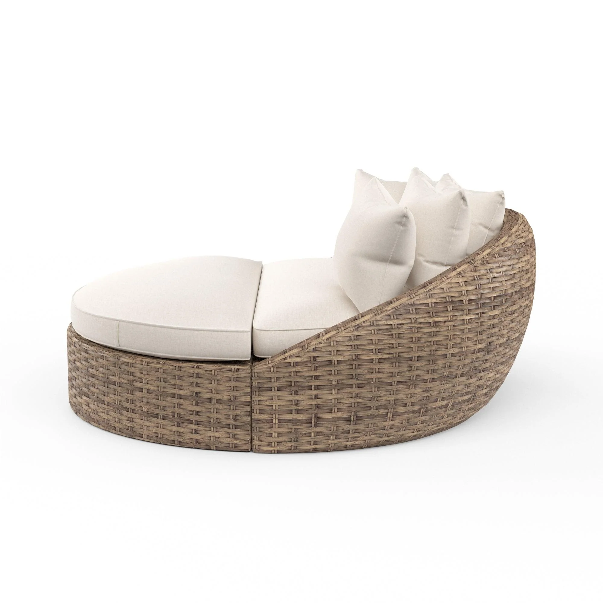 Havana Round Daybed in Canvas Flax w/ Self Welt - Image 4