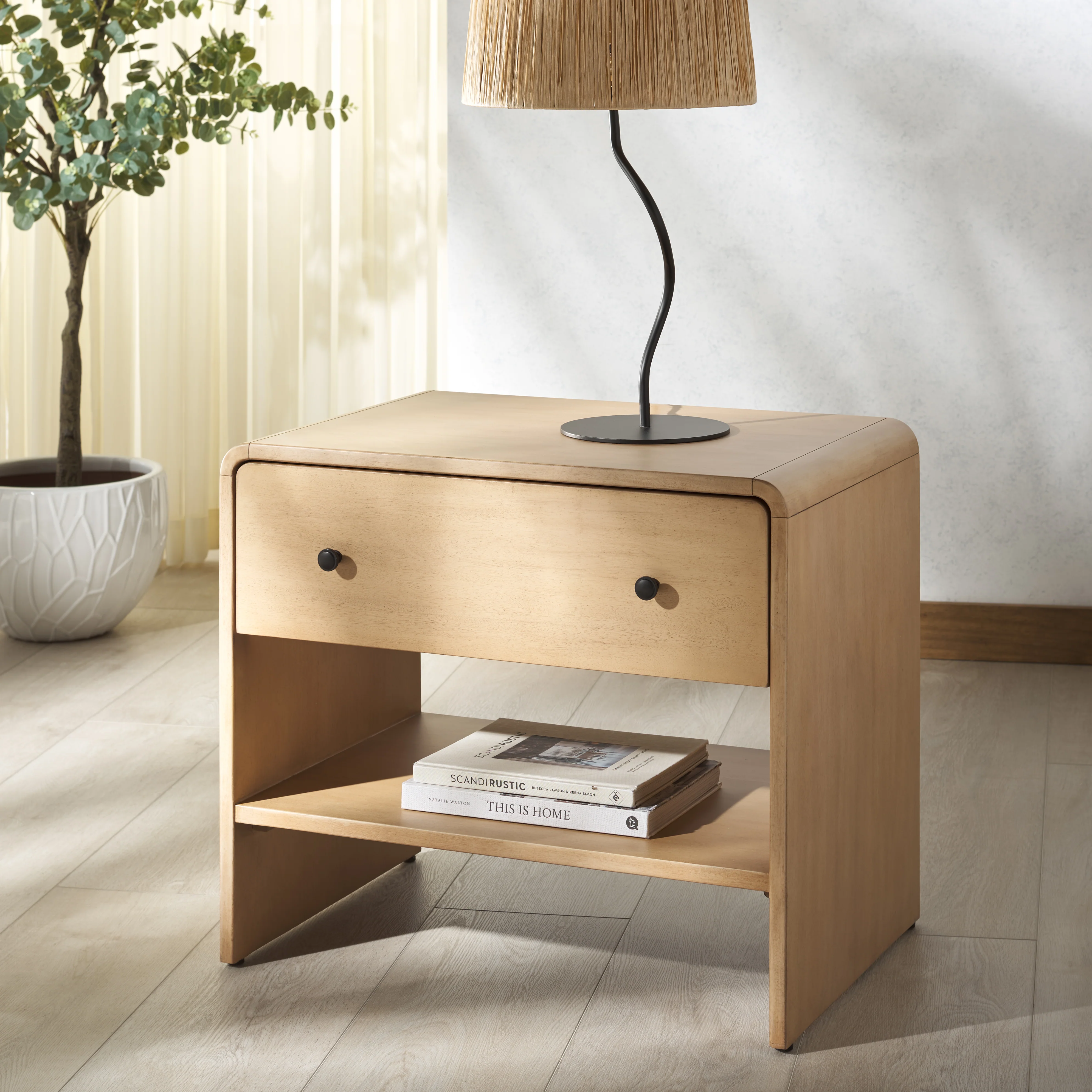 Haydriana 1 Drawer Wood Nightstand - Image 2