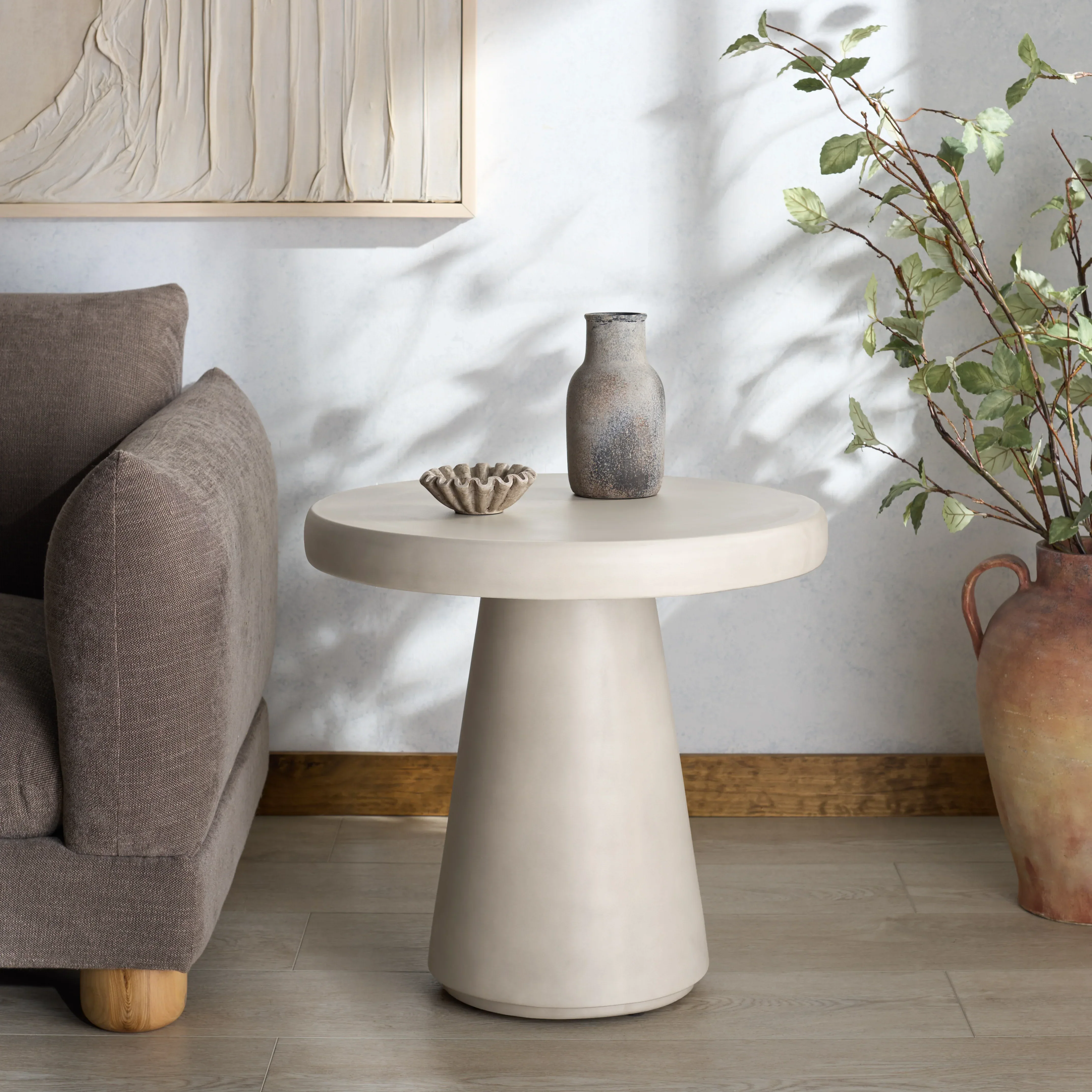 Hayleen Round Concrete Accent Table - Image 3