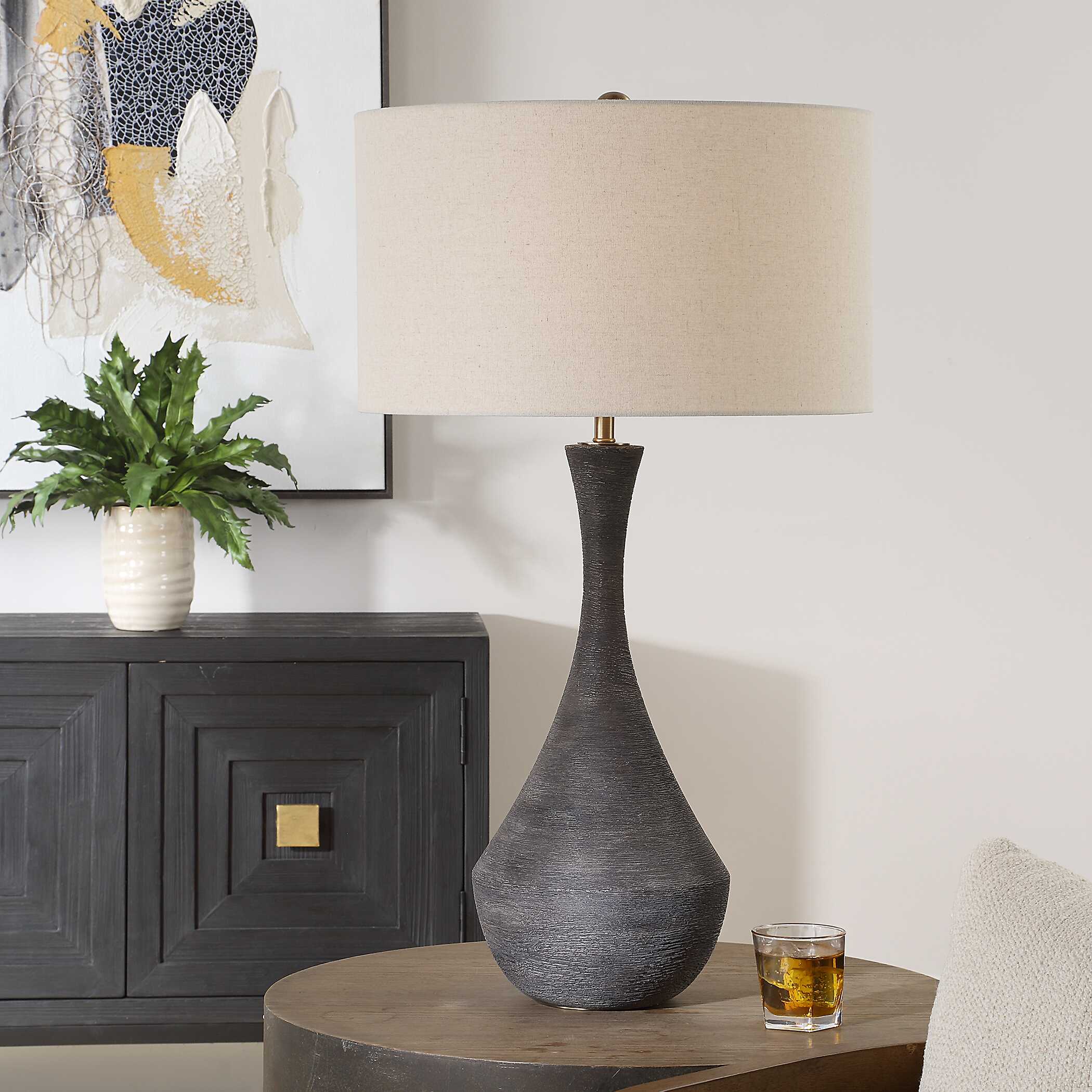 Helston Dark Charcoal Table Lamp - Image 2