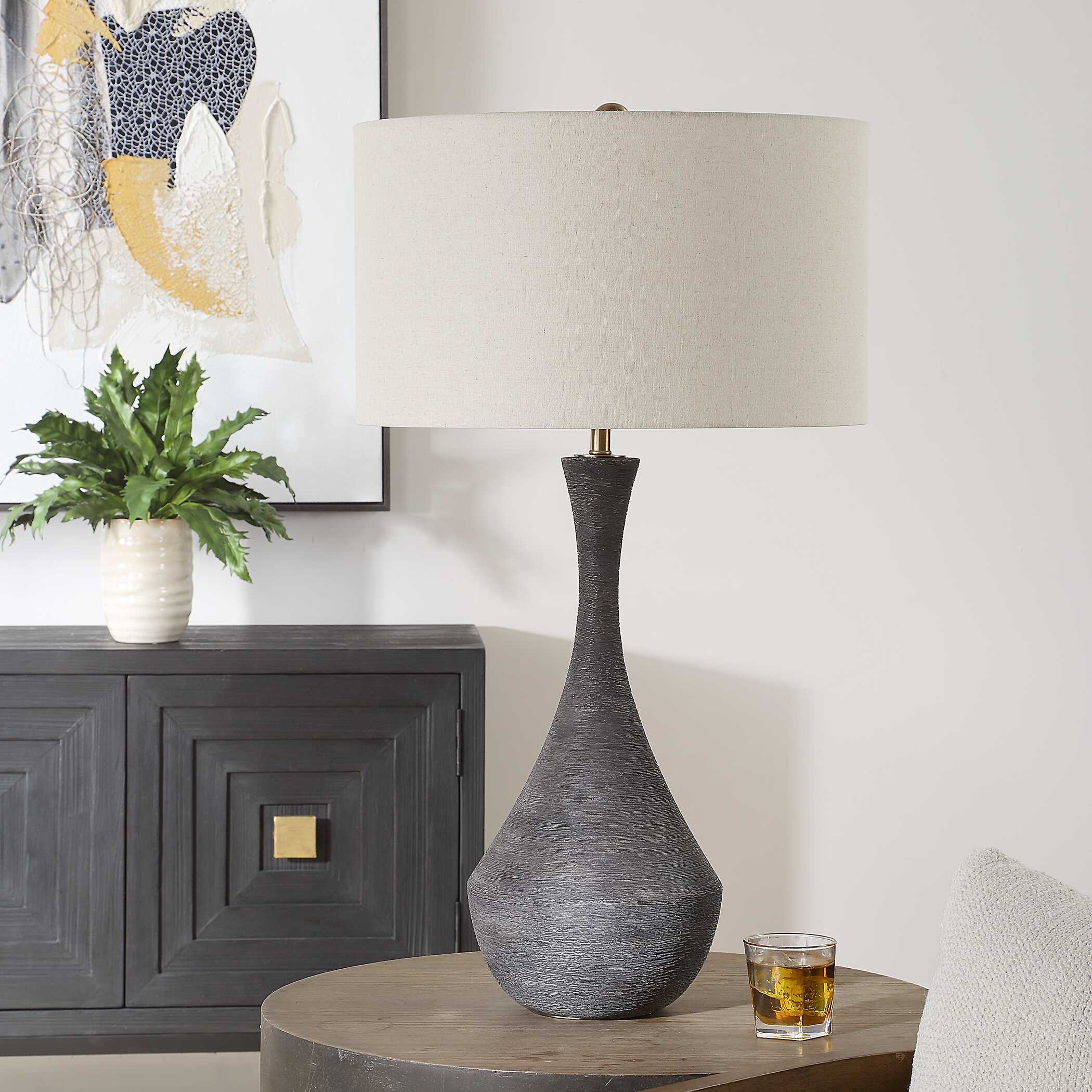 Helston Dark Charcoal Table Lamp - Image 3
