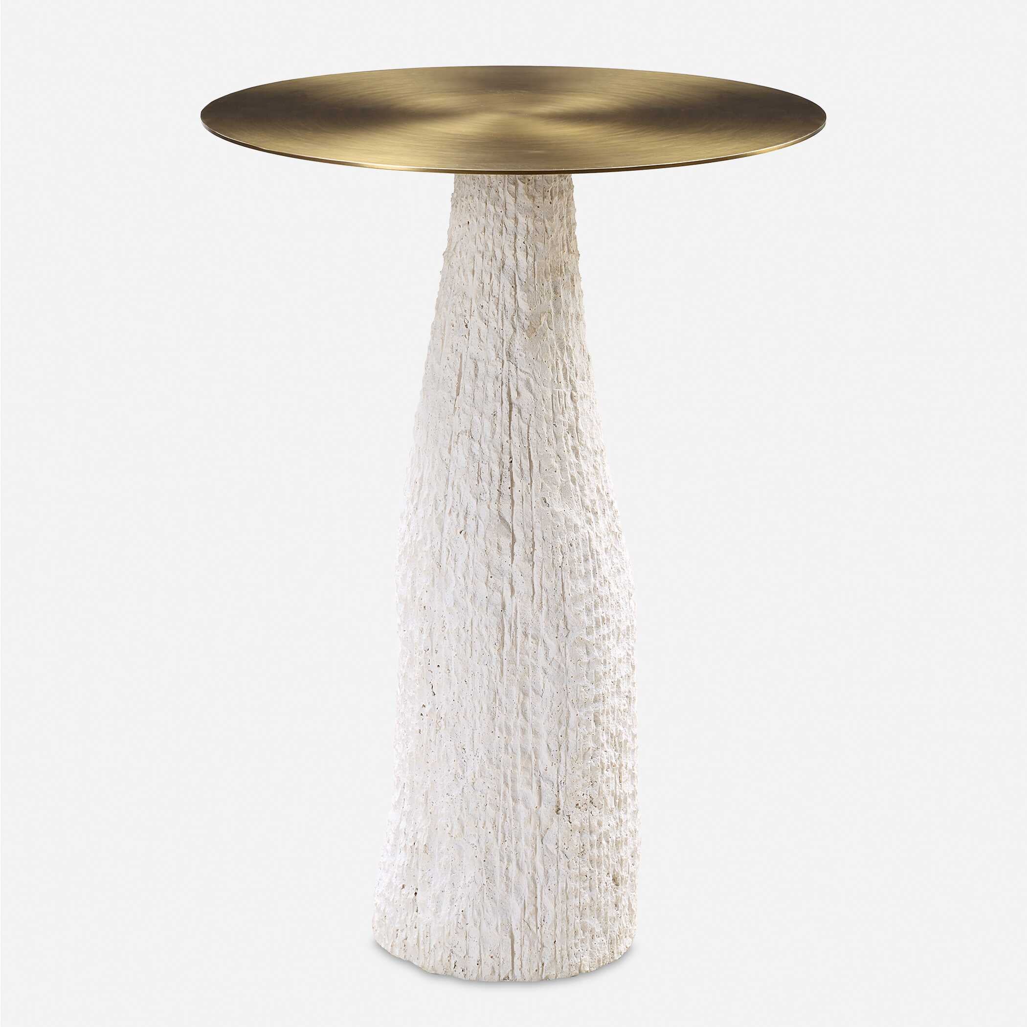 Hollen White Stone Accent Table - Image 2