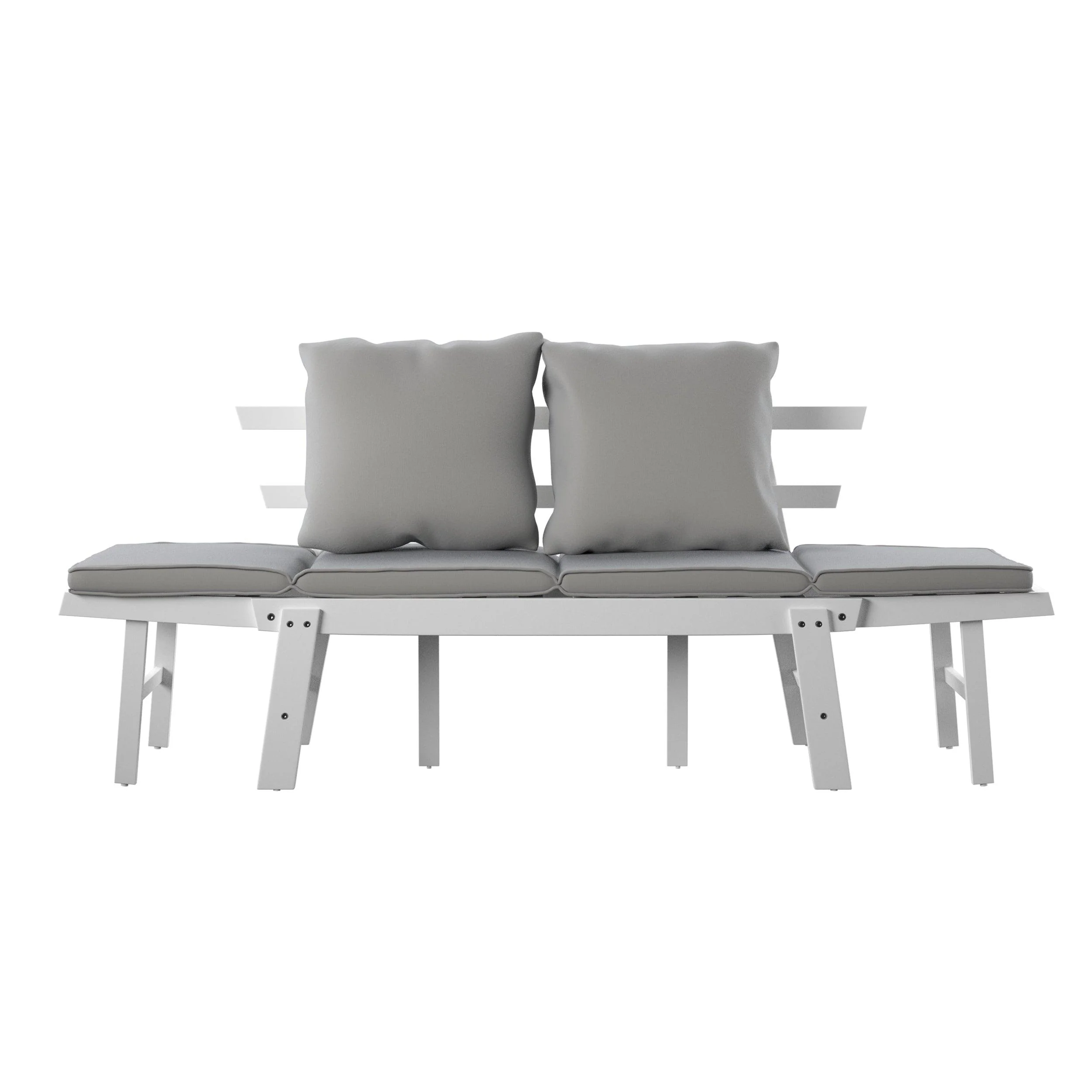 Holly & Martin Dolavon Outdoor Convertible Lounge Chair – White w/ Gray Cushions - Image 5