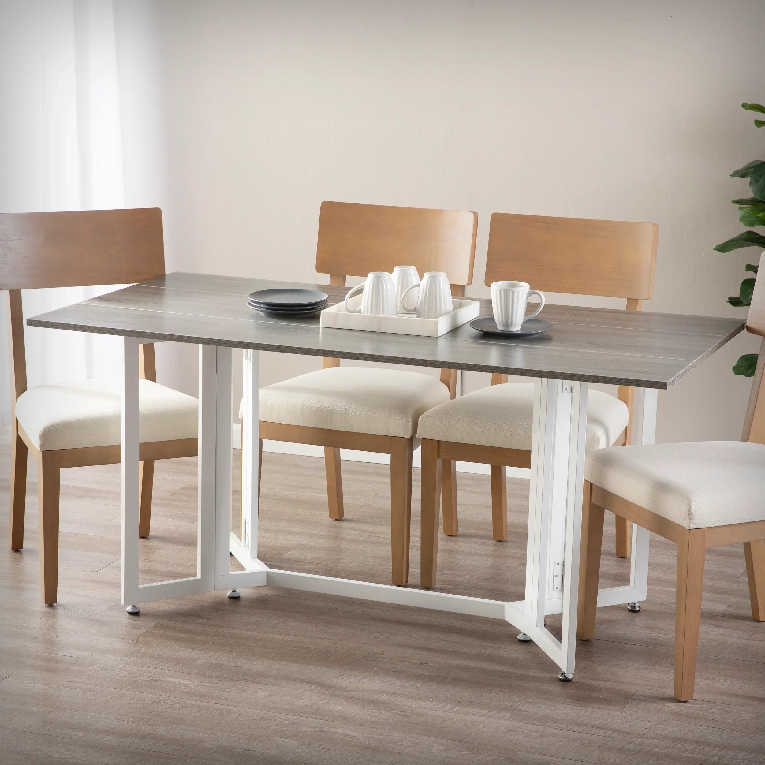 Holly & Martin Driness Drop Leaf Table - Gray w/ White - Image 2
