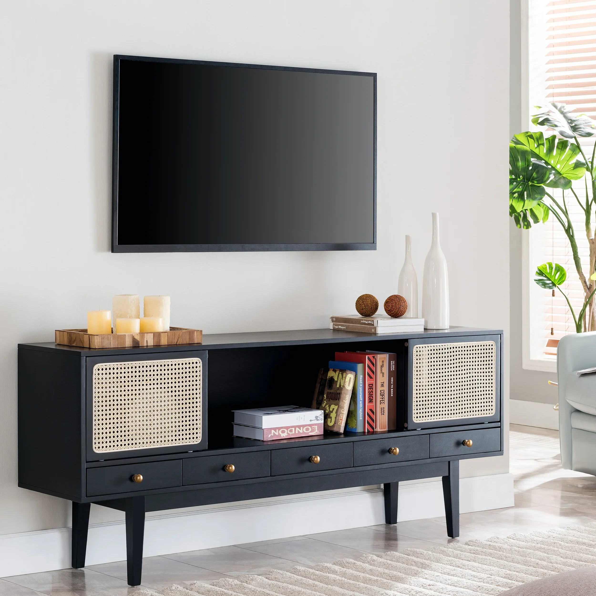 Holly & Martin Simms Midcentury Modern Media Console - Black - Image 2