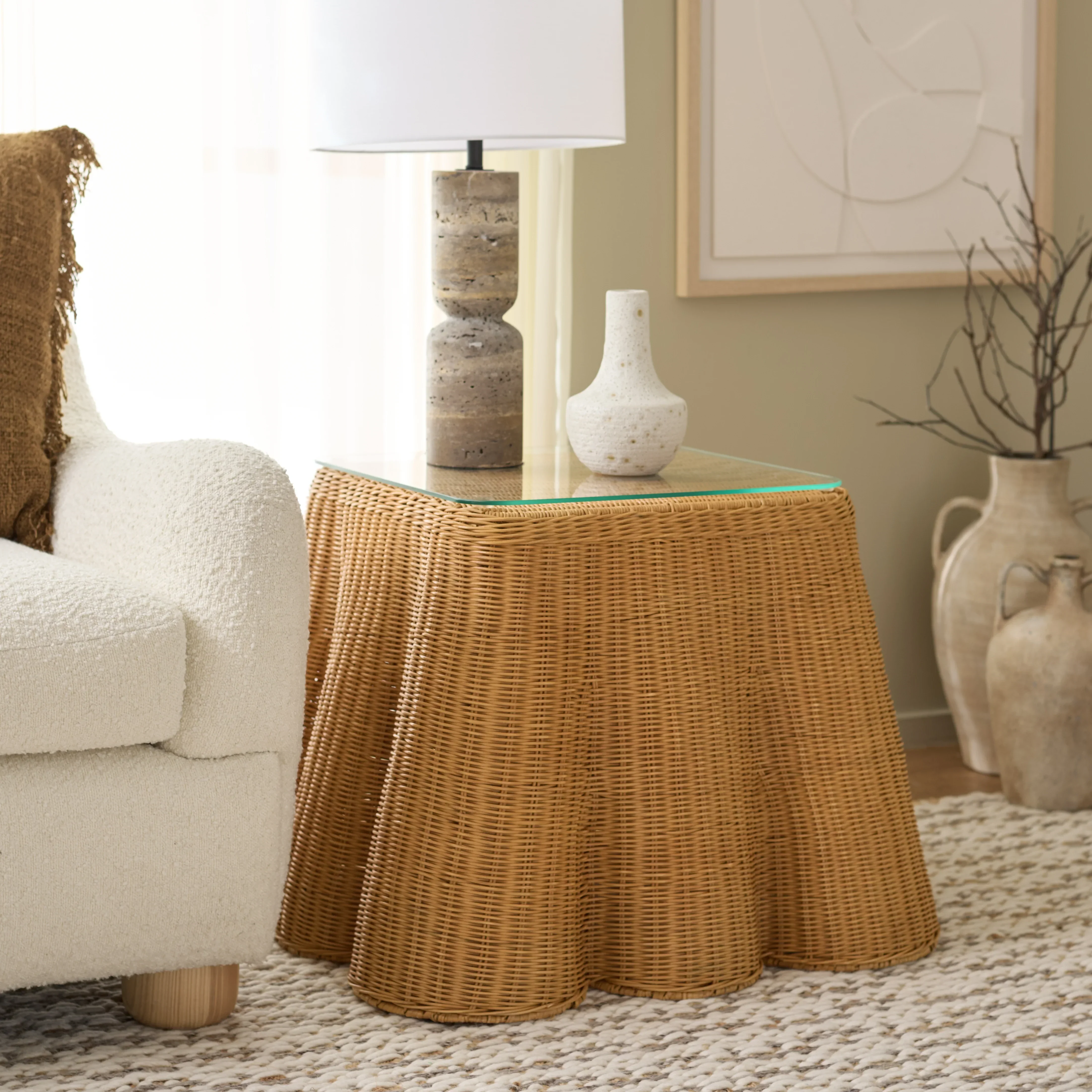 Hylda Square Rattan Accent Table - Image 2