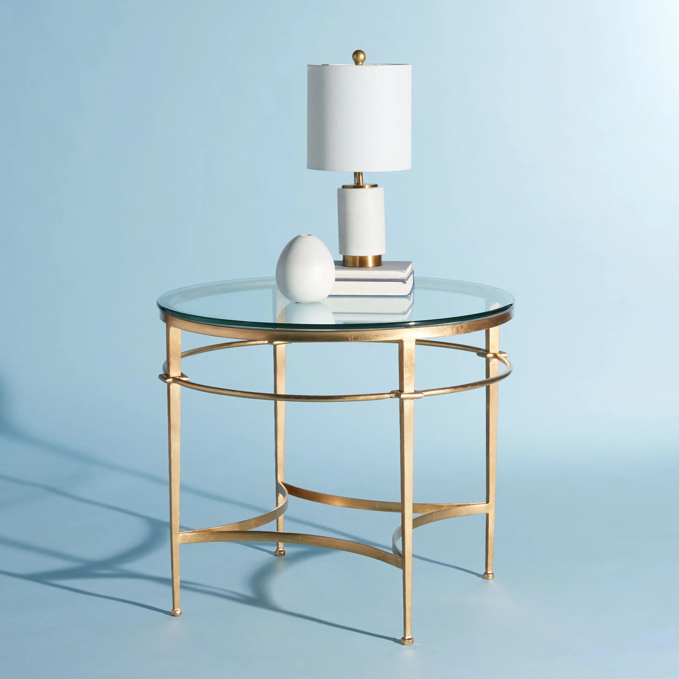 Ingmar Round Antique Gold Glass Side Table - Image 2