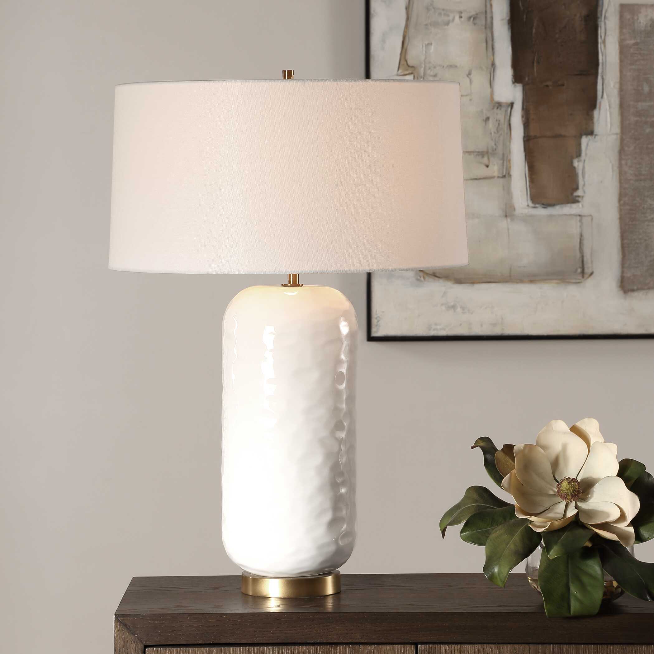 Iona White Glaze Table Lamp - Image 2