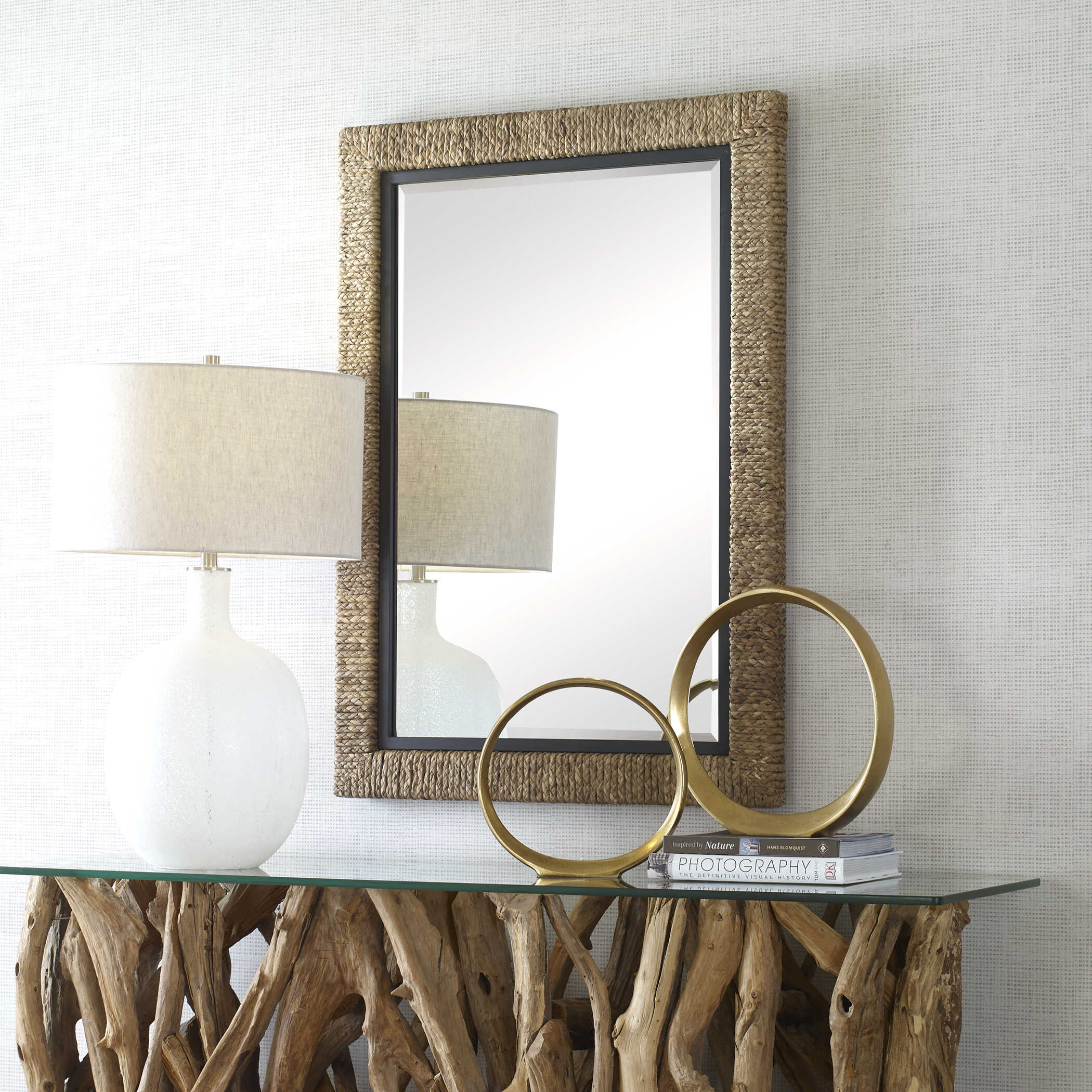 Island Braided Straw Mirror - Image 2