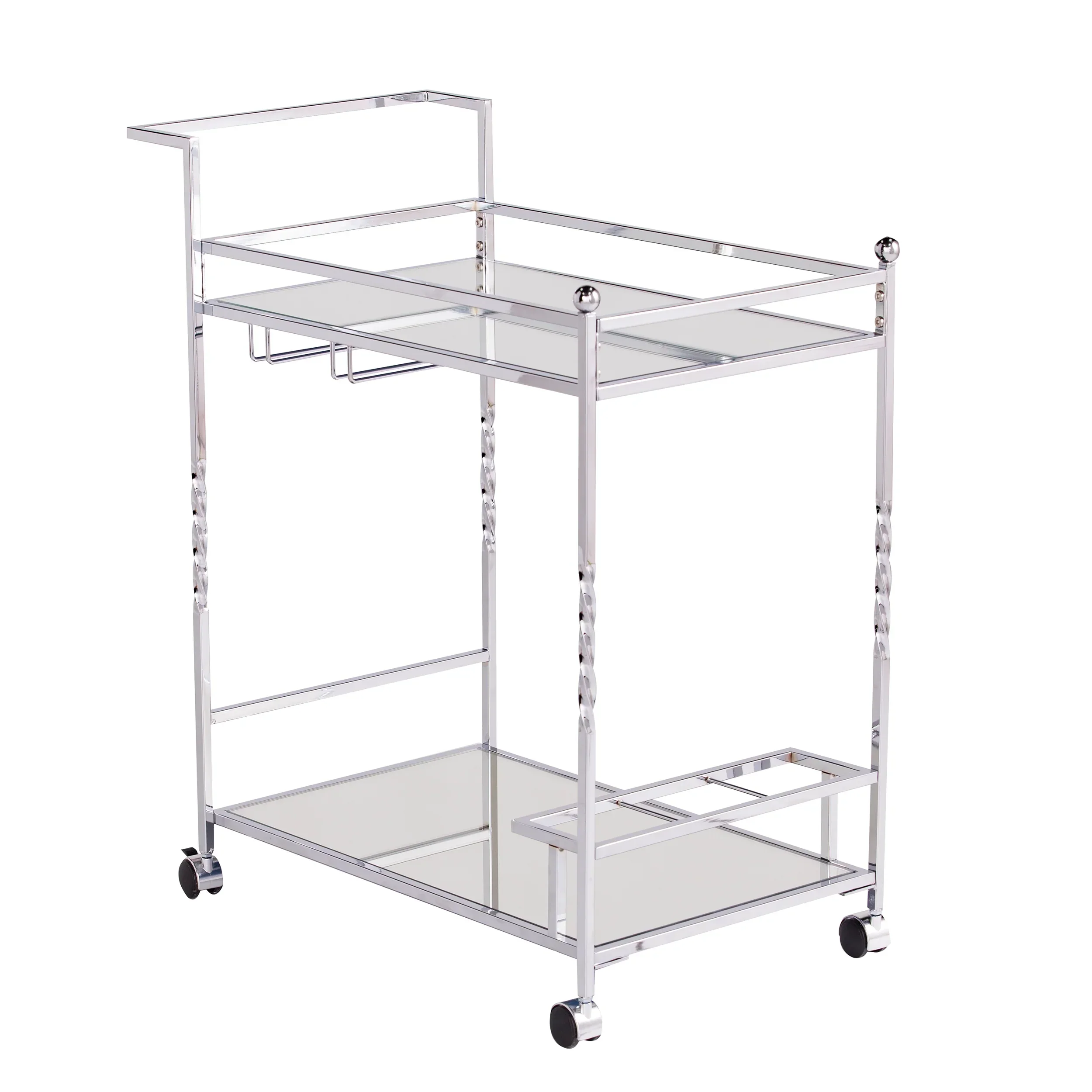 Ivers Metal Mirrored Bar Cart - Chrome