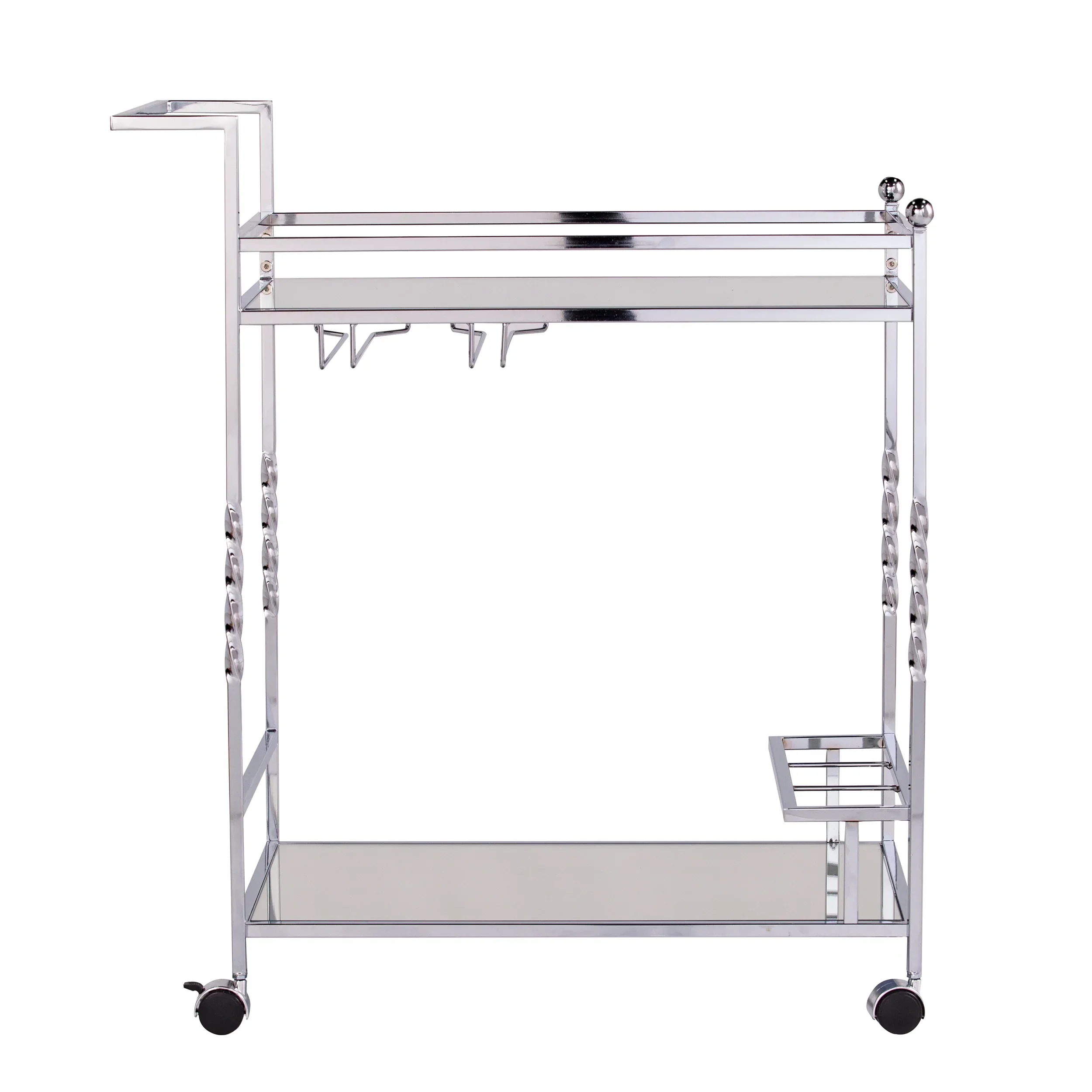 Ivers Metal Mirrored Bar Cart - Chrome - Image 4