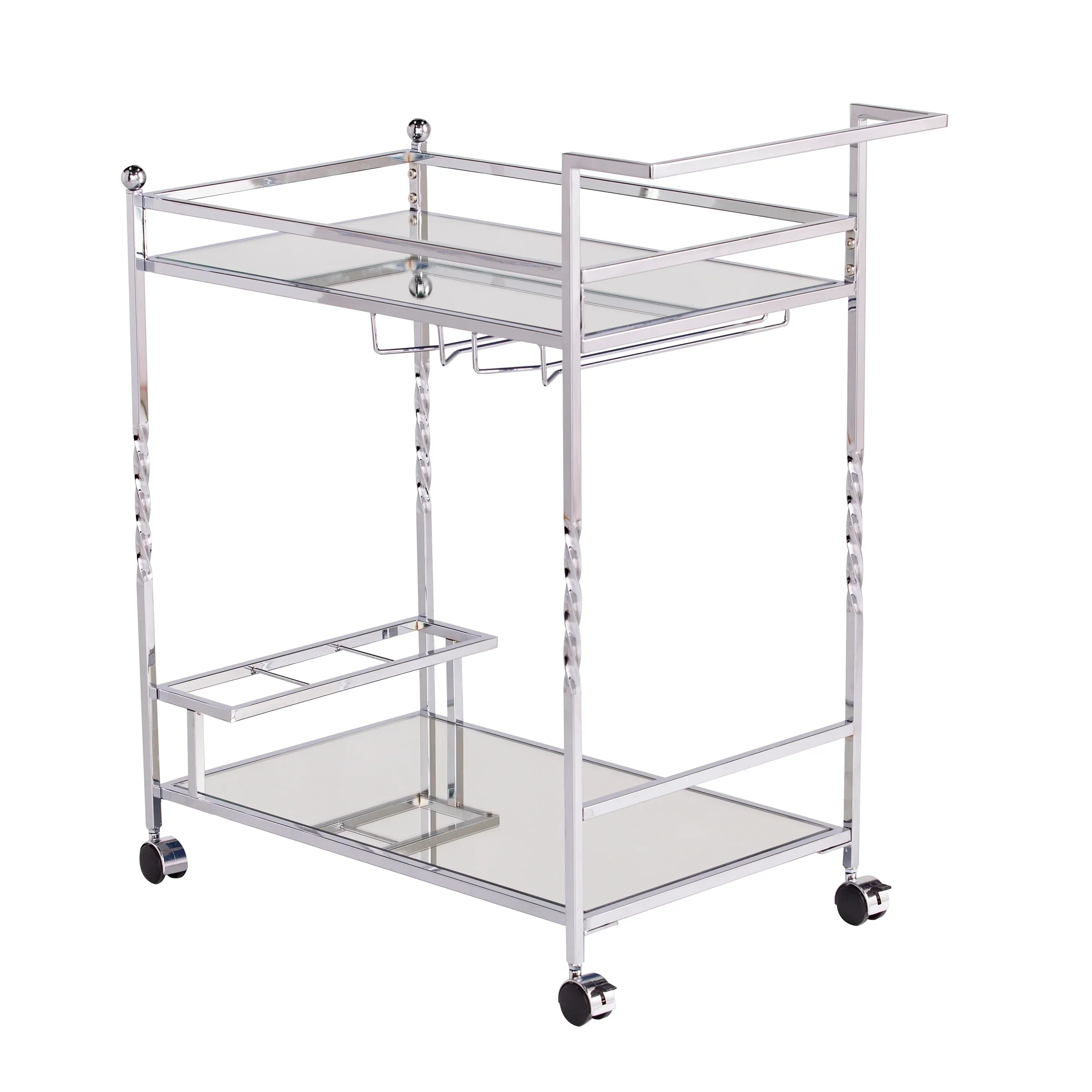 Ivers Metal Mirrored Bar Cart - Chrome - Image 5