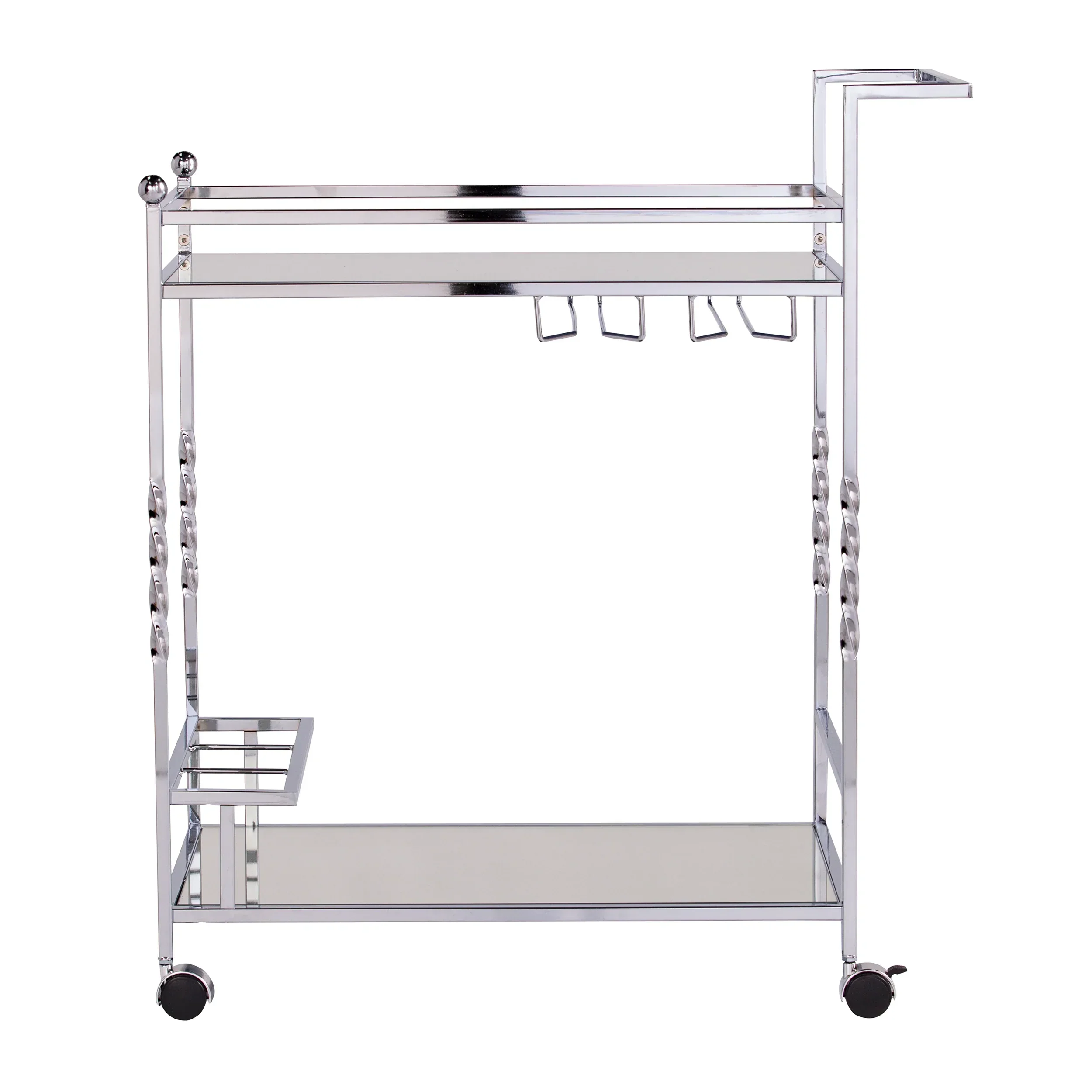 Ivers Metal Mirrored Bar Cart - Chrome - Image 7