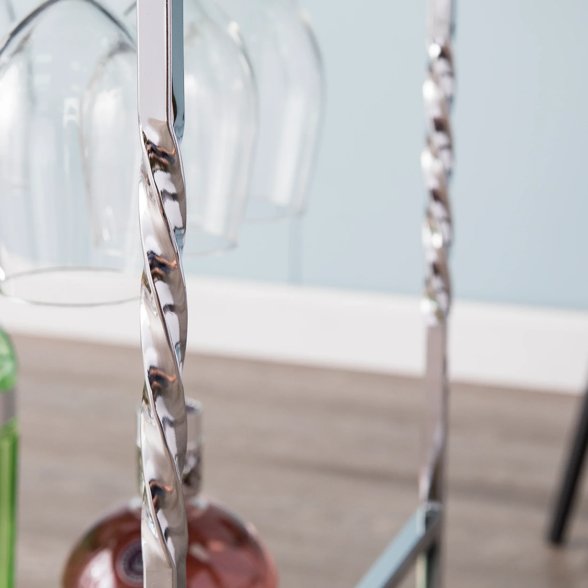 Ivers Metal Mirrored Bar Cart - Chrome - Image 9