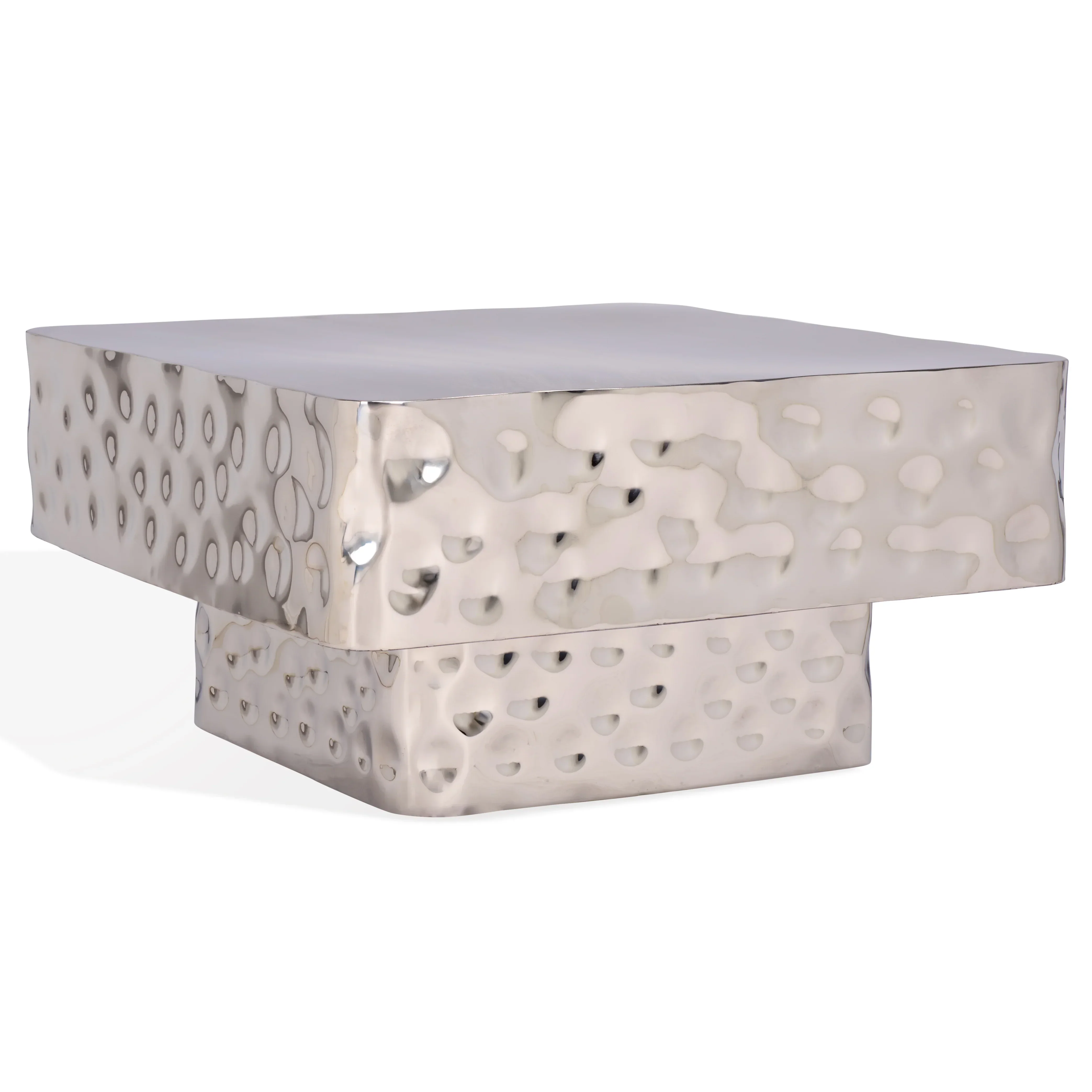 Janalee Hammered Steel Square Coffee Table - Image 3