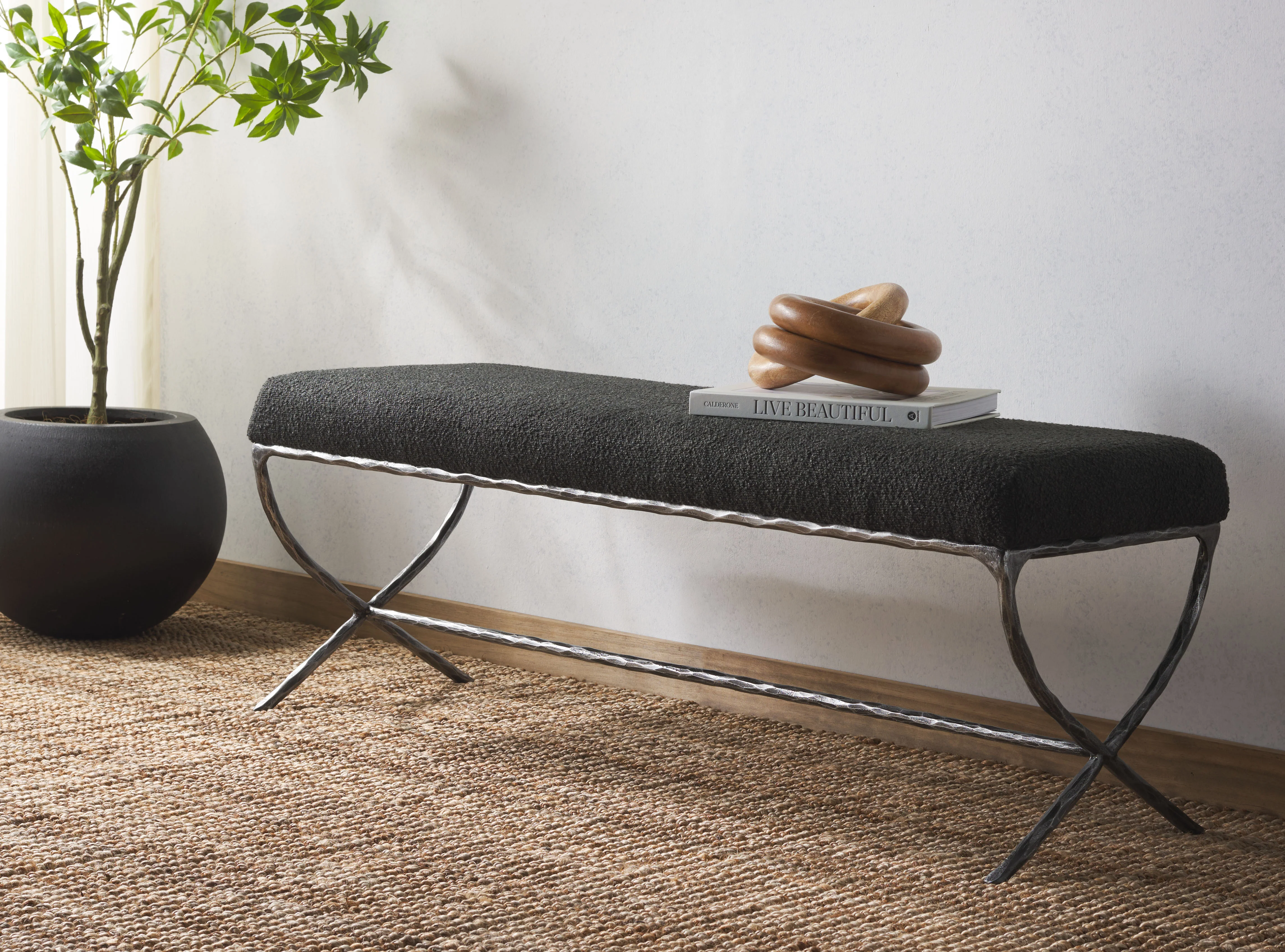 Janeen Boucle and Metal Bench - Image 11