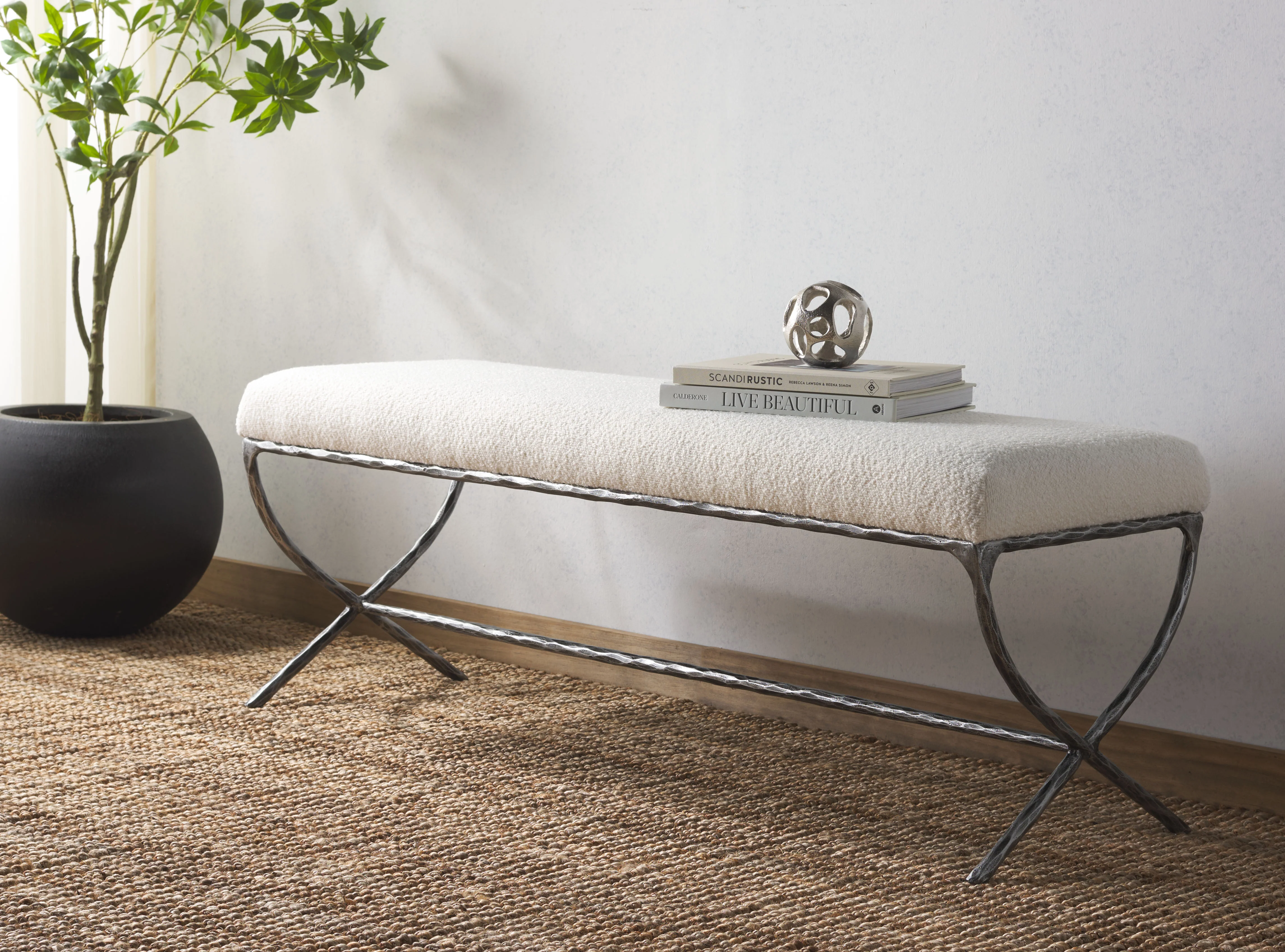 Janeen Boucle and Metal Bench - Image 2