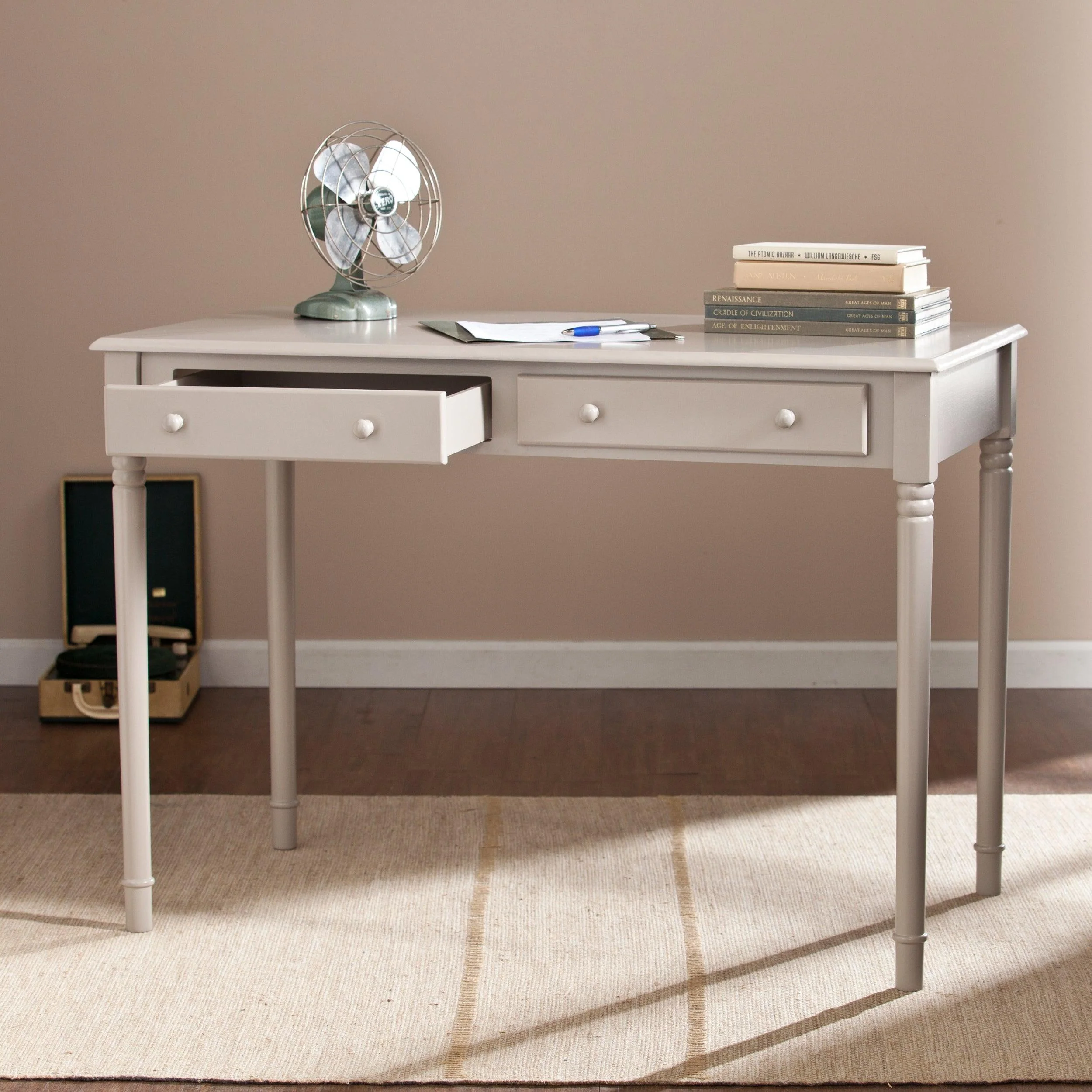 Janice 2-Drawer Writing Desk - Gray - Image 2