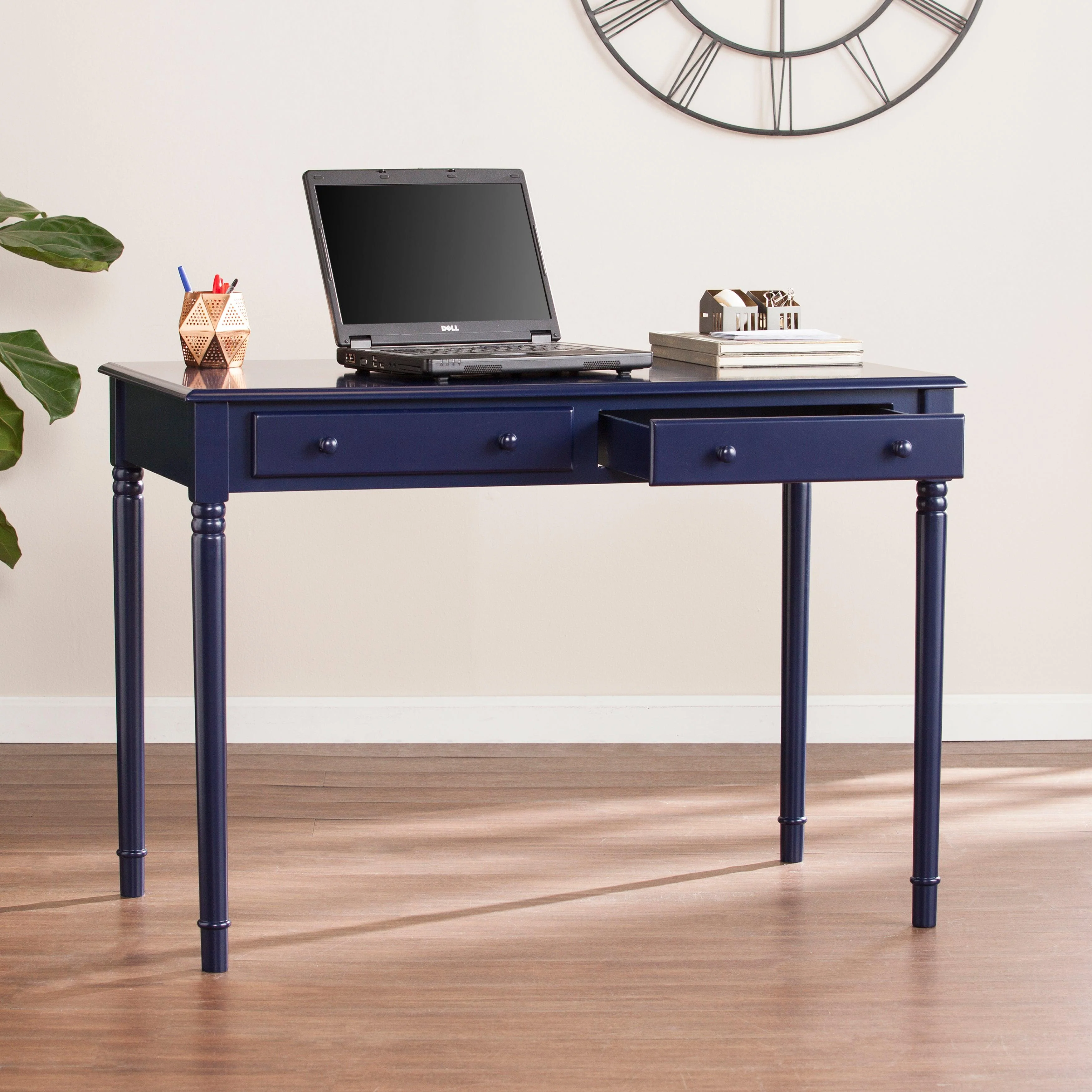 Janice Farmhouse 2-Drawer Writing Desk - Navy - Image 10