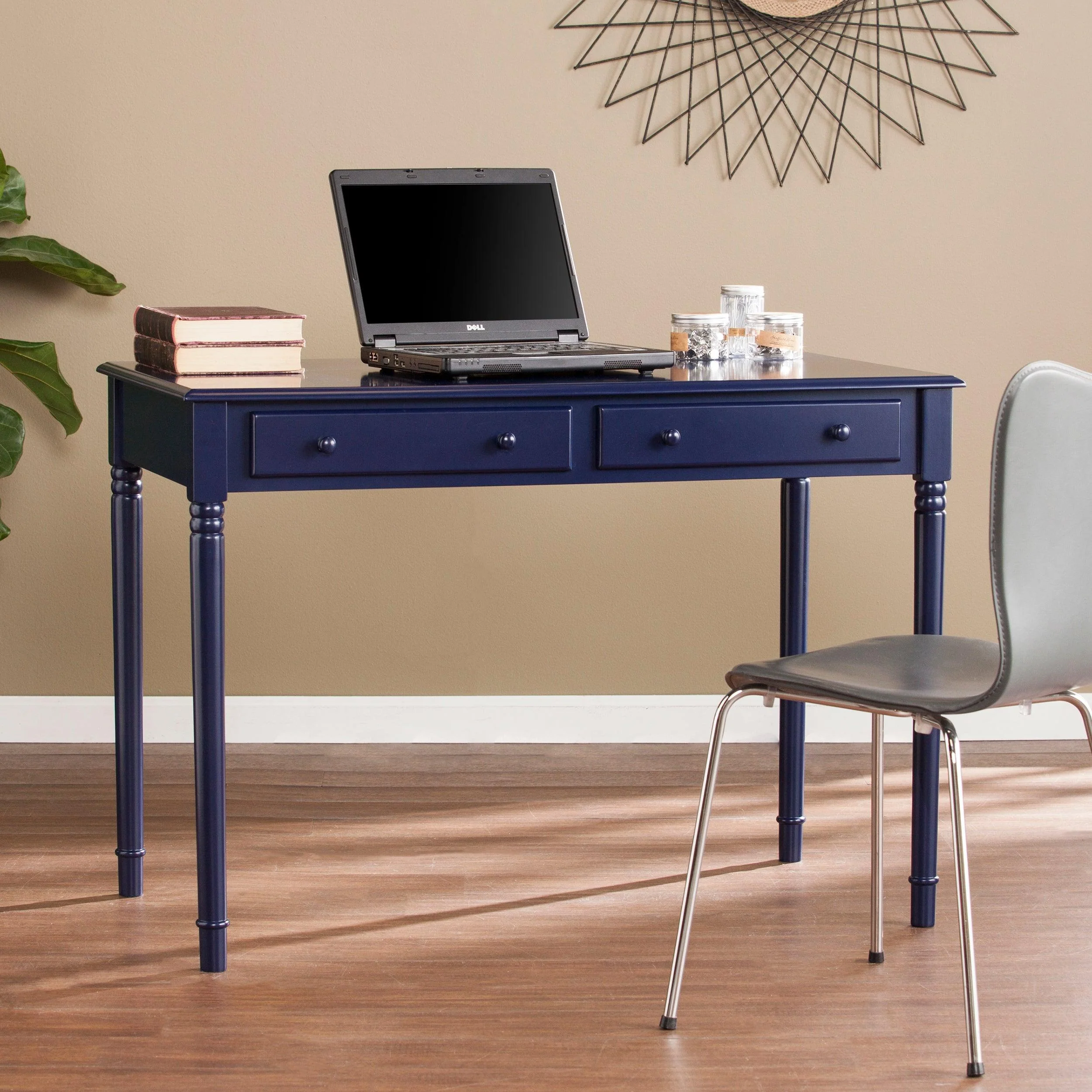 Janice Farmhouse 2-Drawer Writing Desk - Navy - Image 2