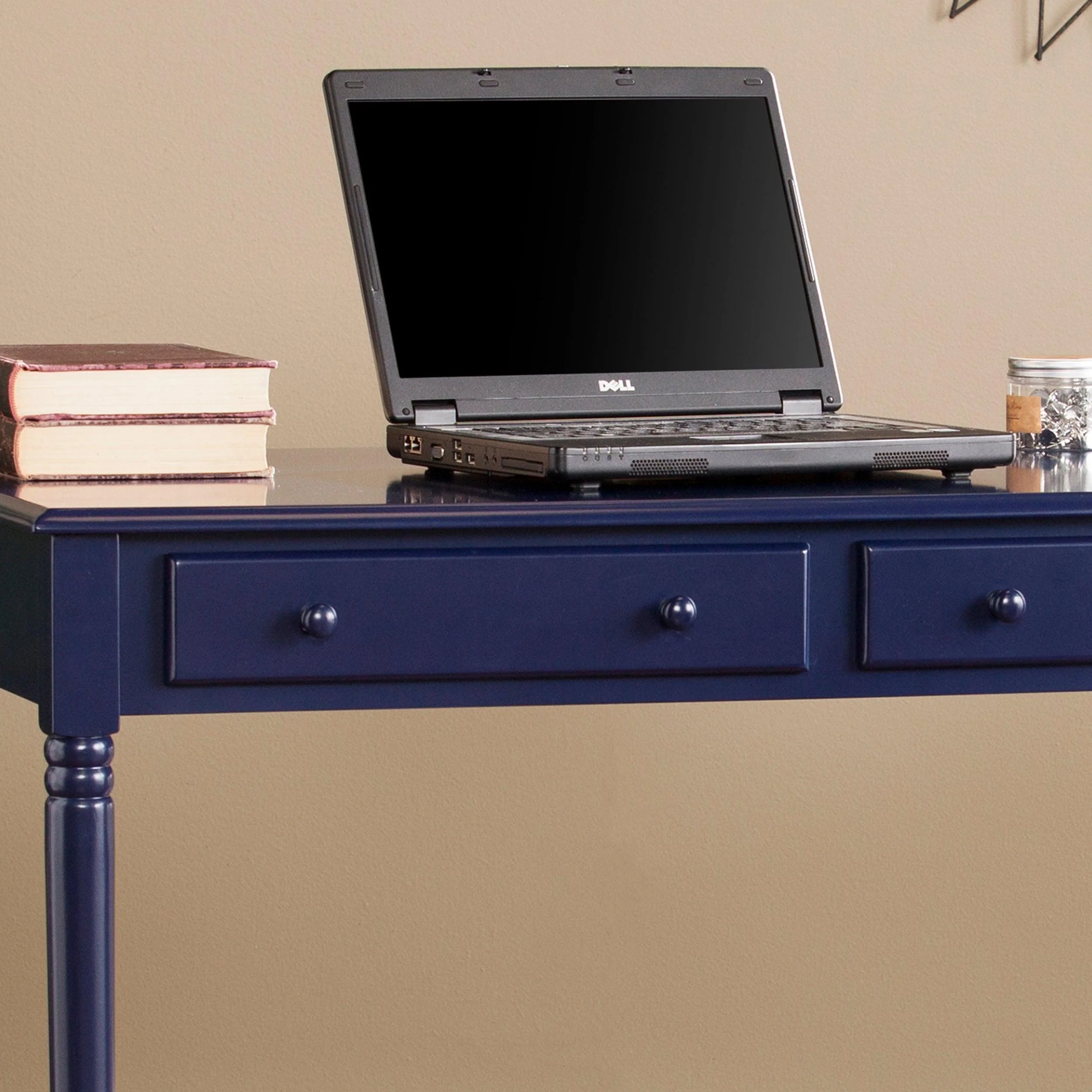 Janice Farmhouse 2-Drawer Writing Desk - Navy - Image 9