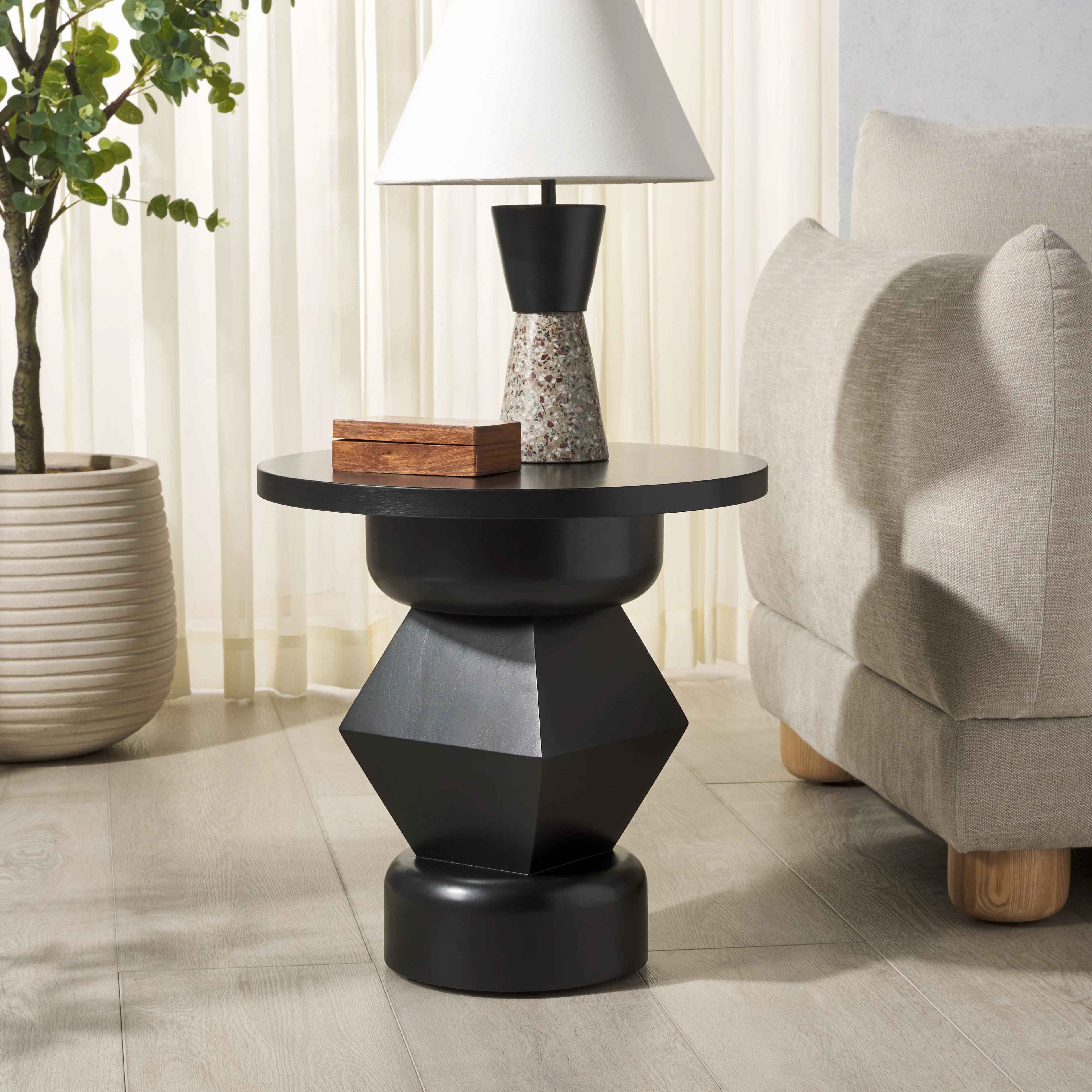 Jaymee Round Wood Accent Table - Image 2