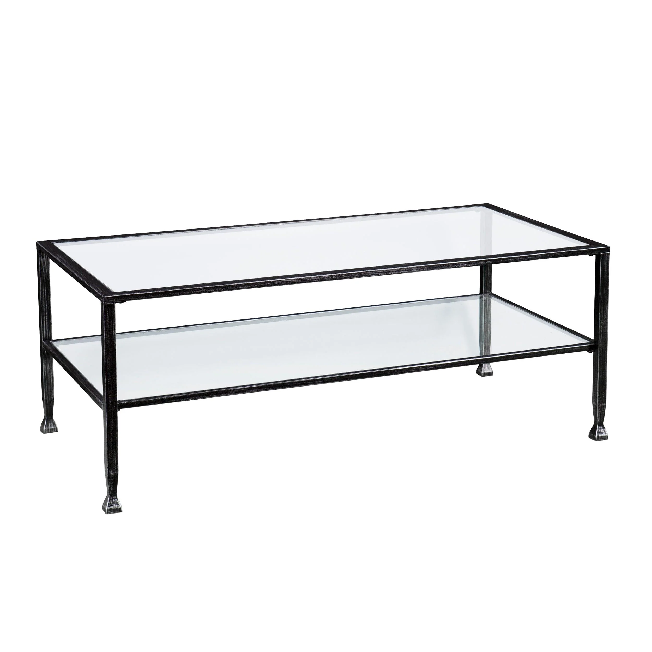 Jaymes Metal/Glass Rectangular Open Shelf Cocktail Table - Black