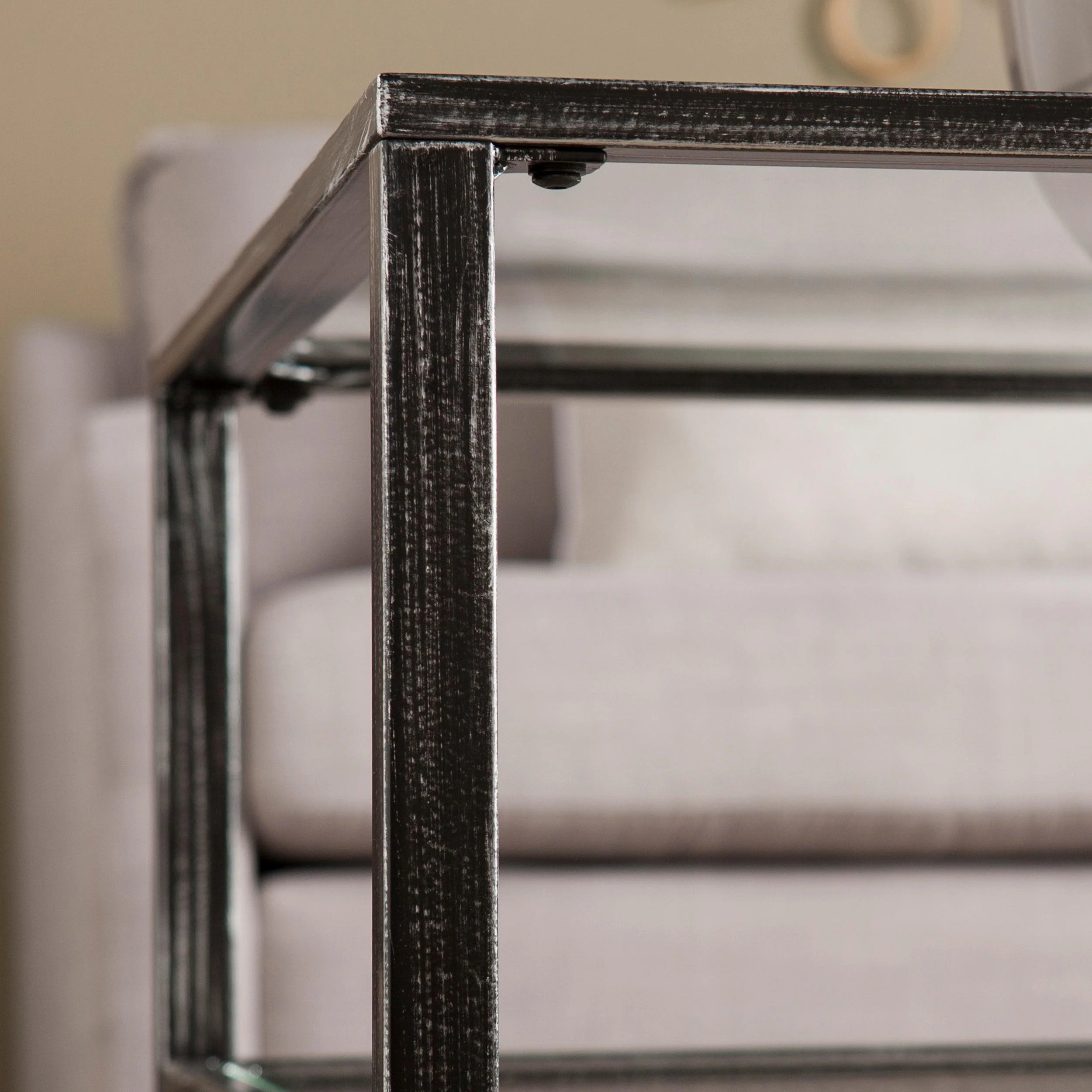 Jaymes Metal/Glass Rectangular Open Shelf Cocktail Table - Black - Image 8