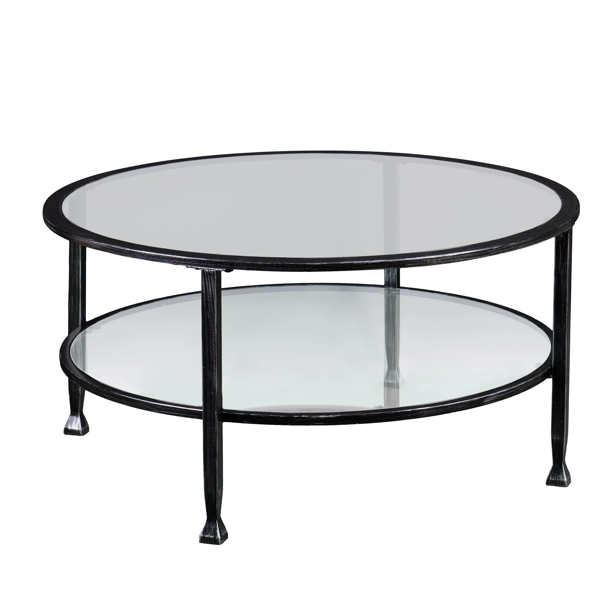 Jaymes Metal/Glass Round Cocktail Table - Black