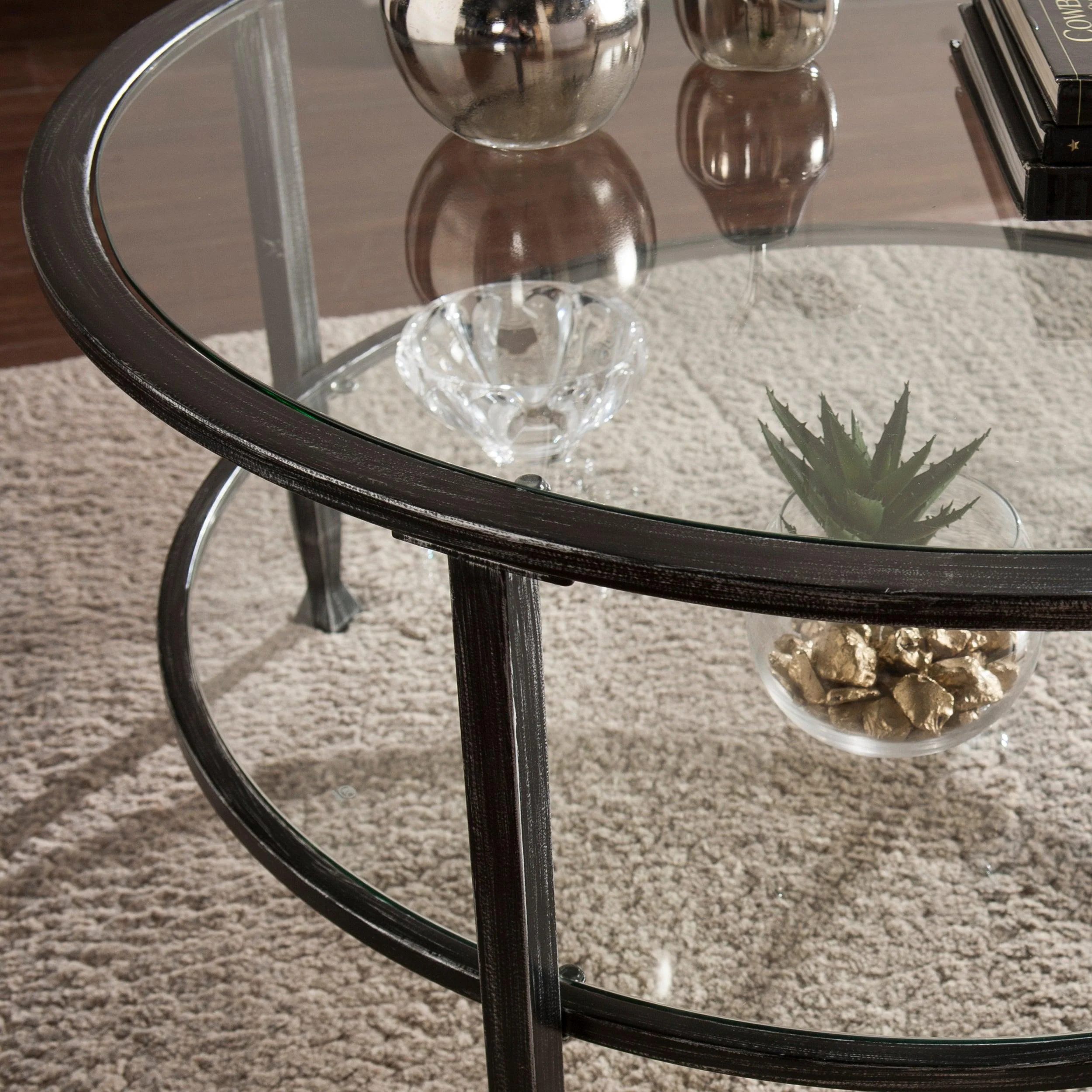 Jaymes Metal/Glass Round Cocktail Table - Black - Image 8