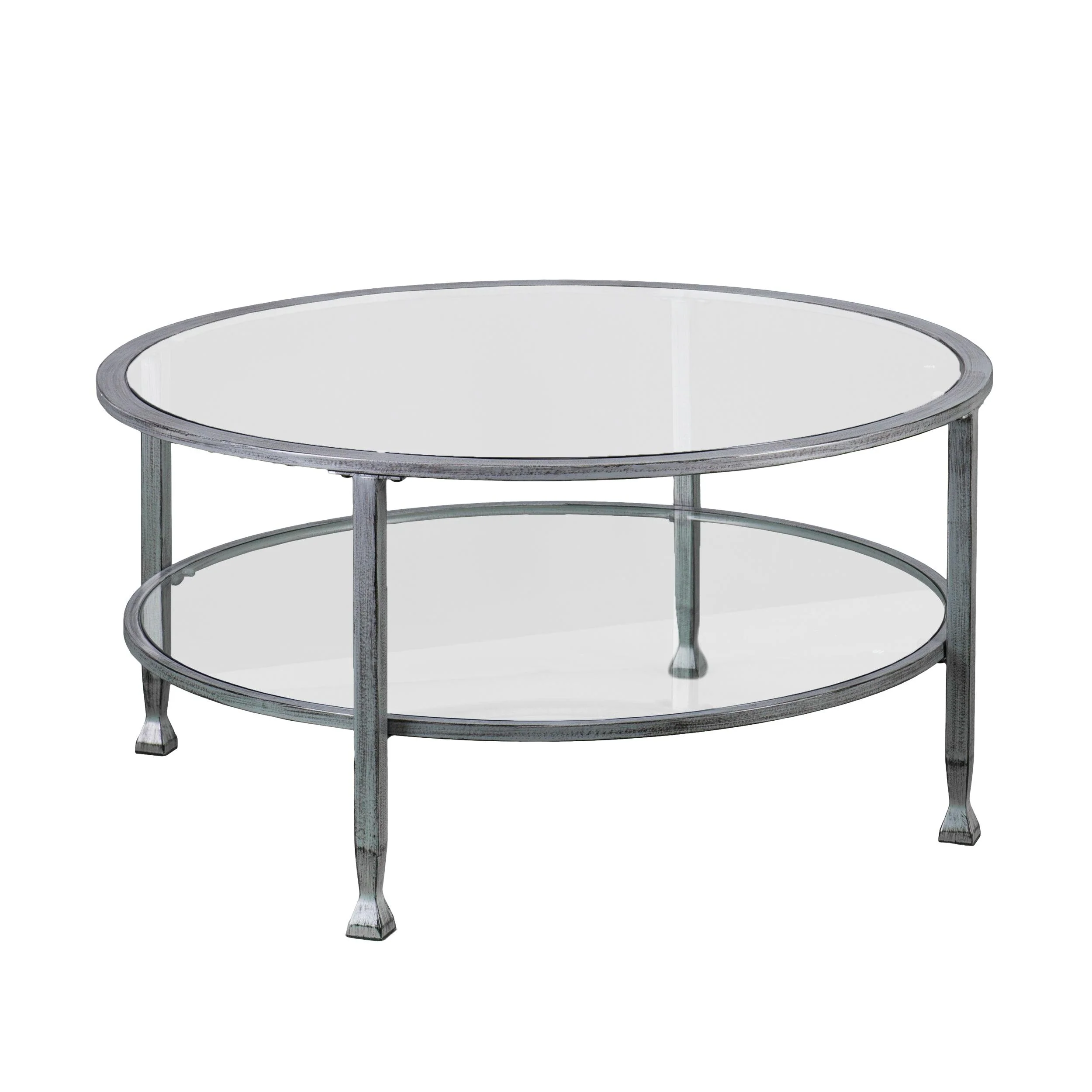 Jaymes Metal/Glass Round Cocktail Table - Silver